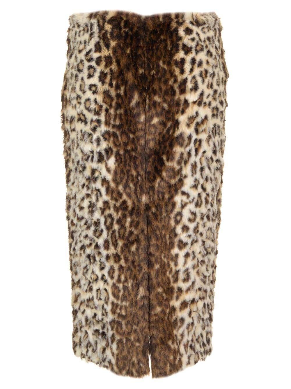 Alexander Mcqueen Faux Fur Midi Skirt In Beige