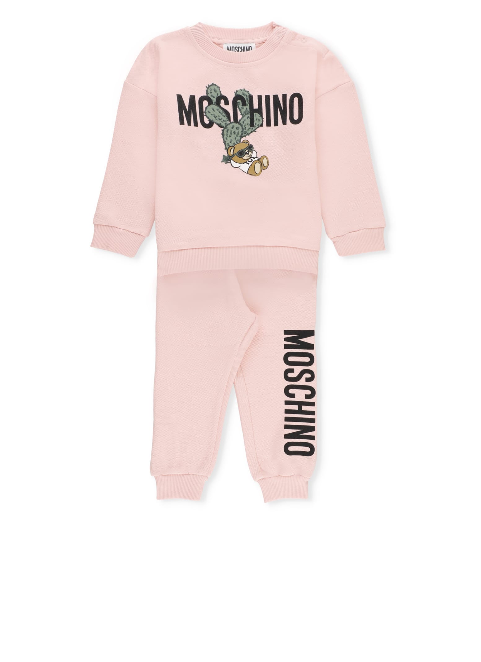 Shop Moschino Cactus Teddy Bear Two Piece Suit In Pink