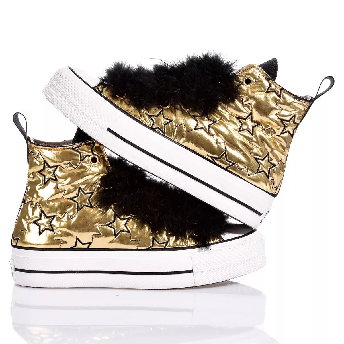 Shop Mimanera Converse Platform Gold Star