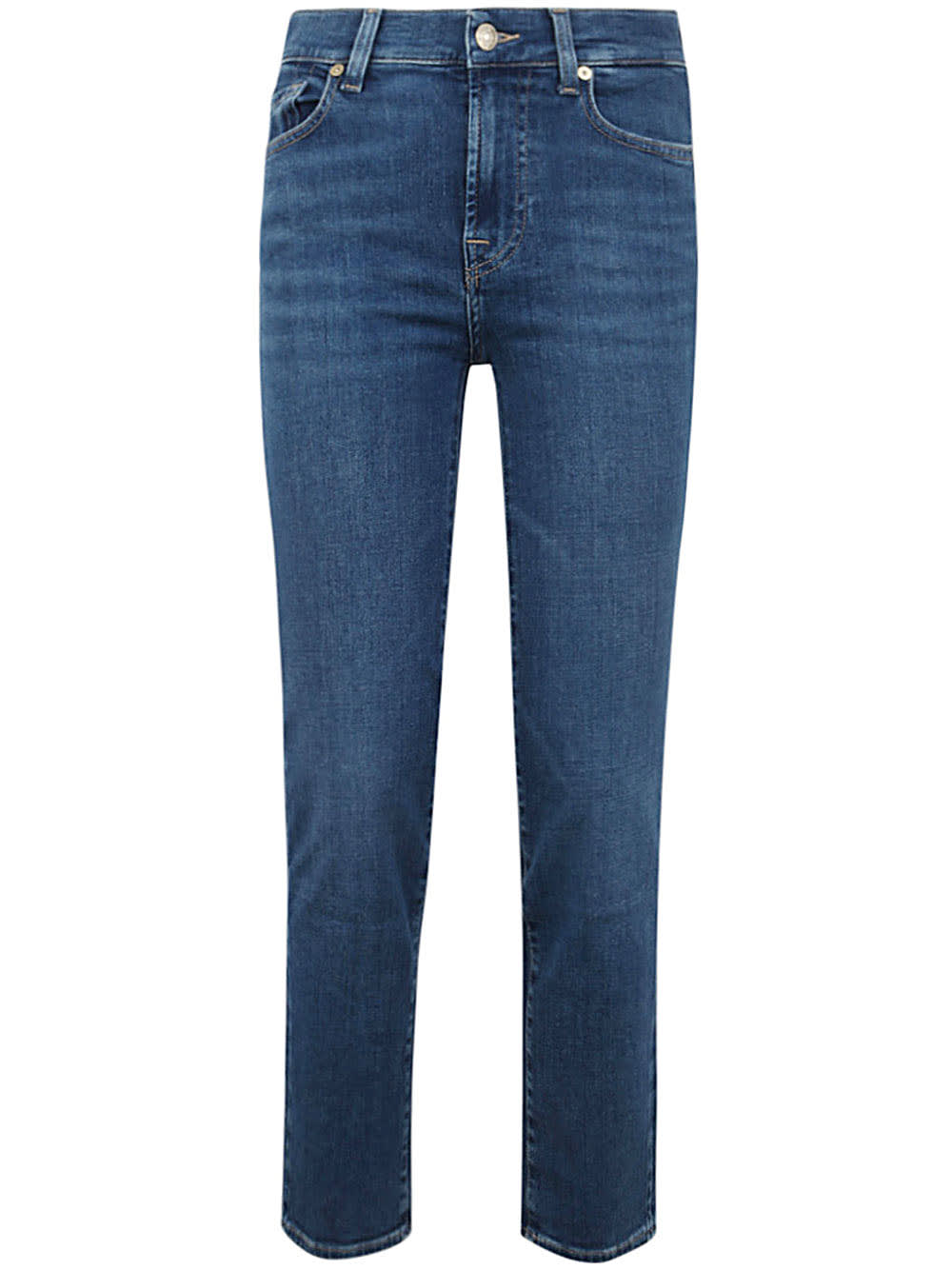 Shop 7 For All Mankind The Straight Crop Slim Illusion Saturday In Mid Blue