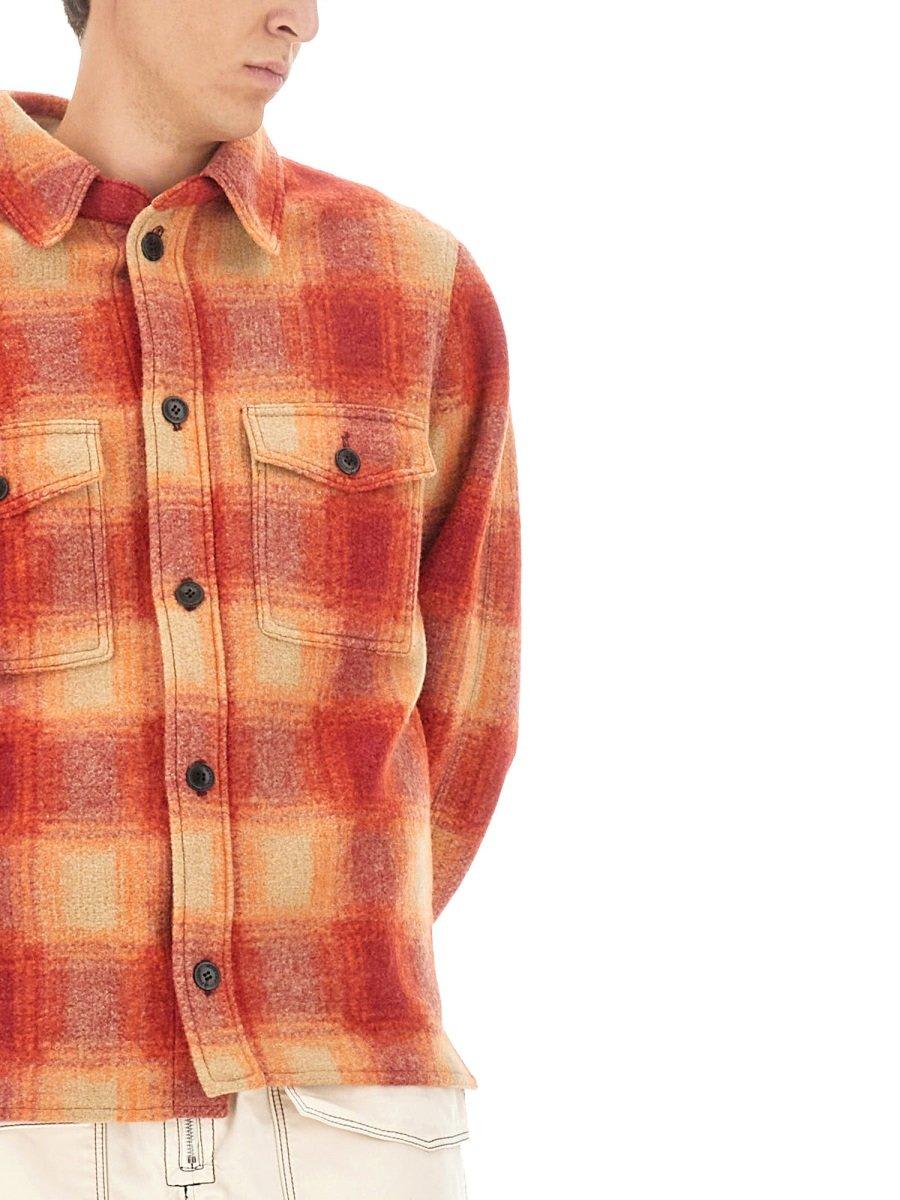 Shop Isabel Marant Checked Long-sleeved Shirt In Orange