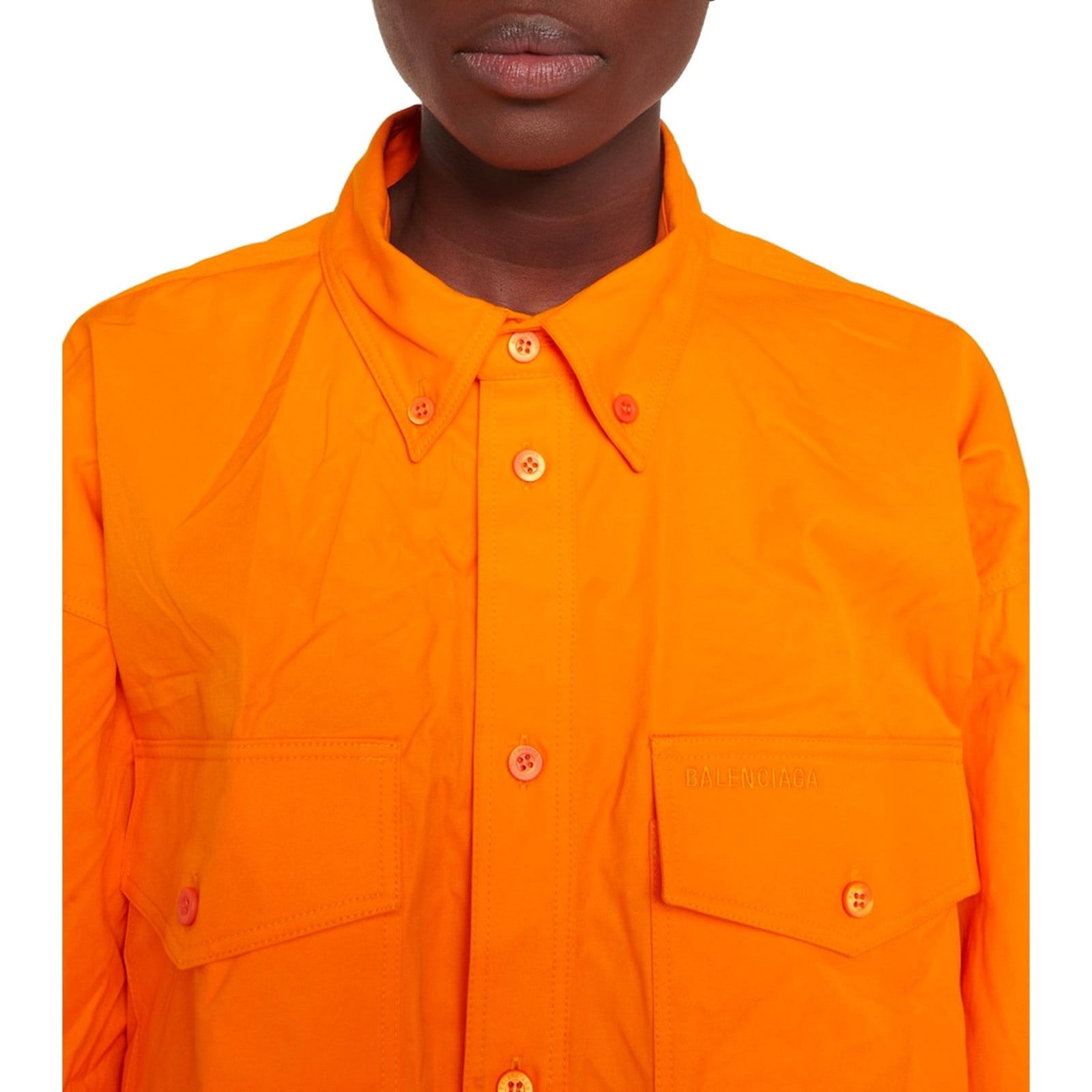 Shop Balenciaga Oversized Cotton Shirt In Orange