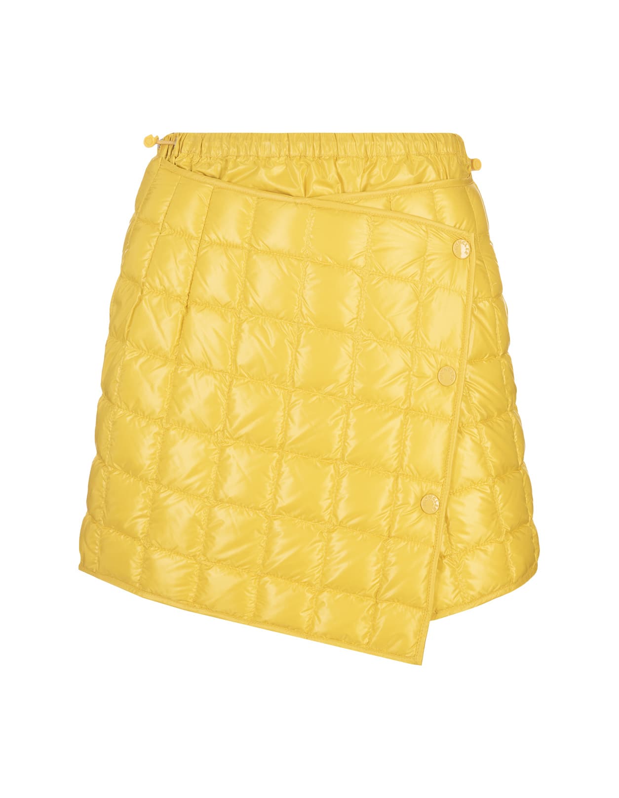 Moncler Quilted Glossed-shell Down Mini Wrap Skirt In Yellow