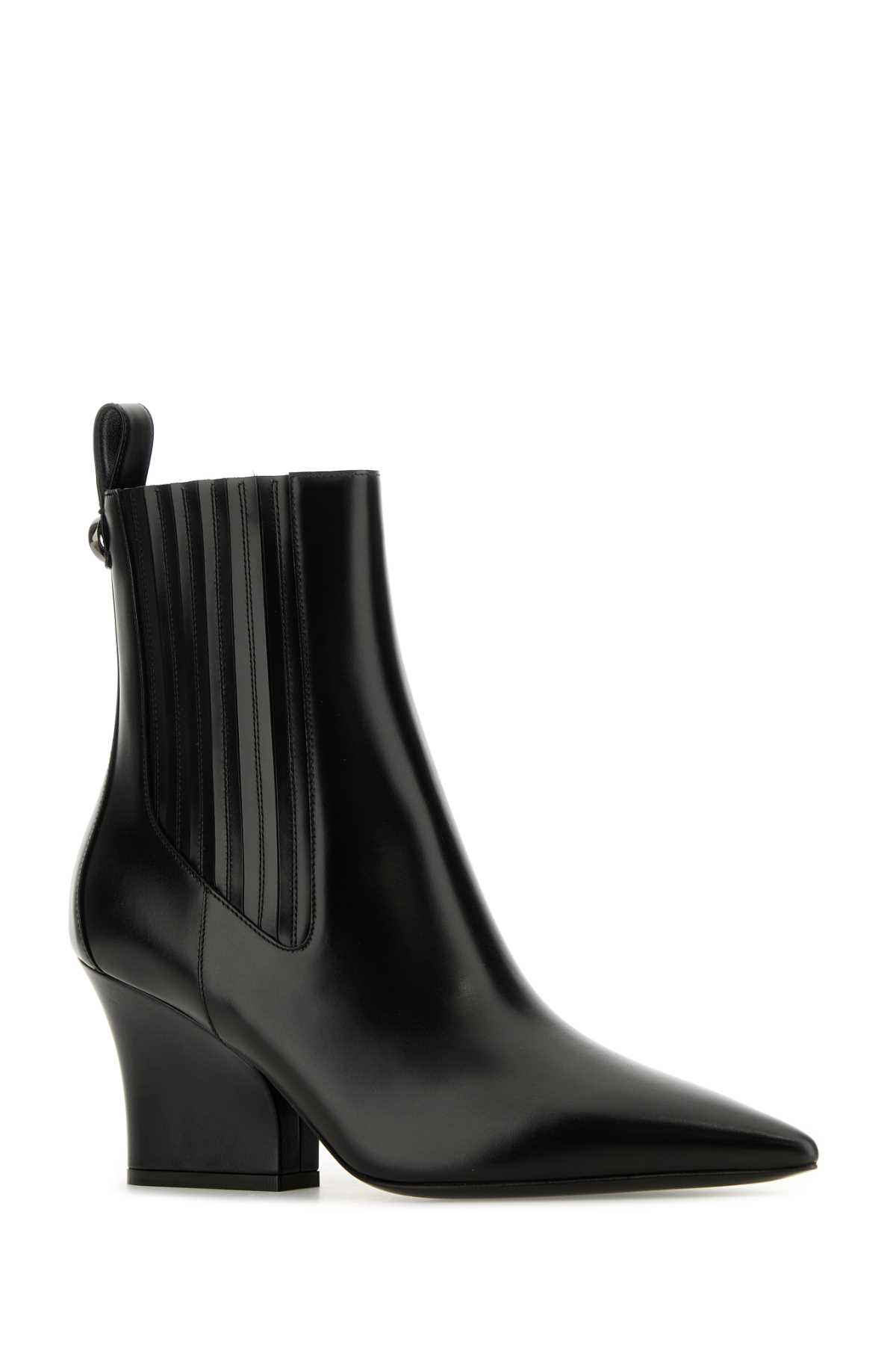 Shop Valentino Black Leather Vlogo Lockette Ankle Boots In Nero