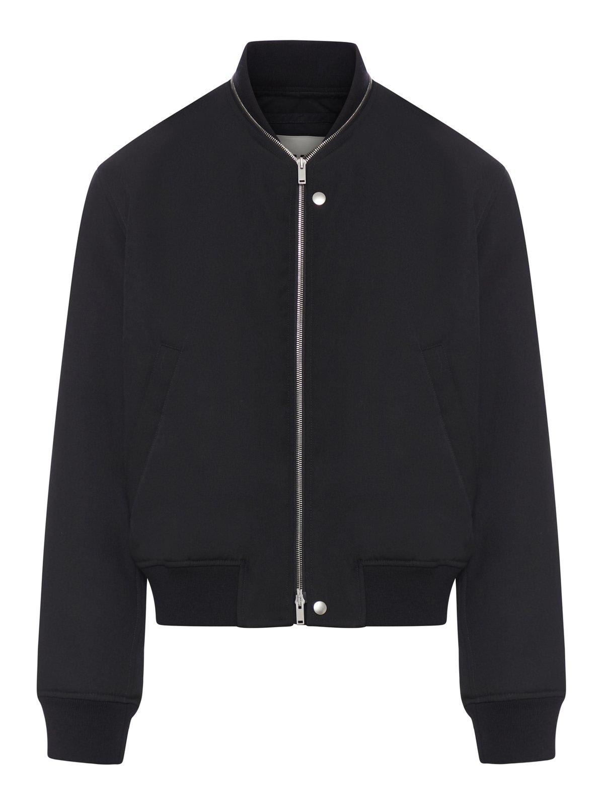 Jil Sander Zip-up Long-sleeved Bomber Jacket In Black