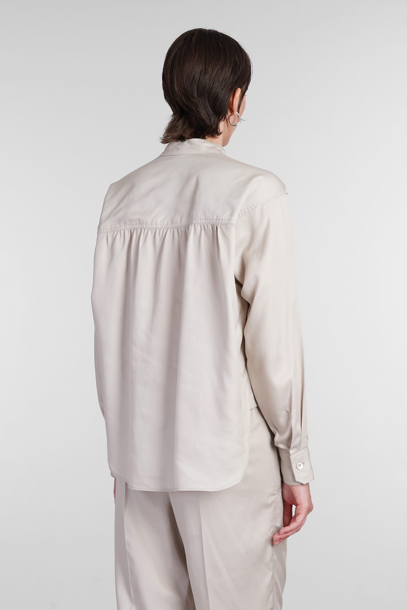 Shop Marant Etoile Violeta Shirt In Beige Wool And Polyester