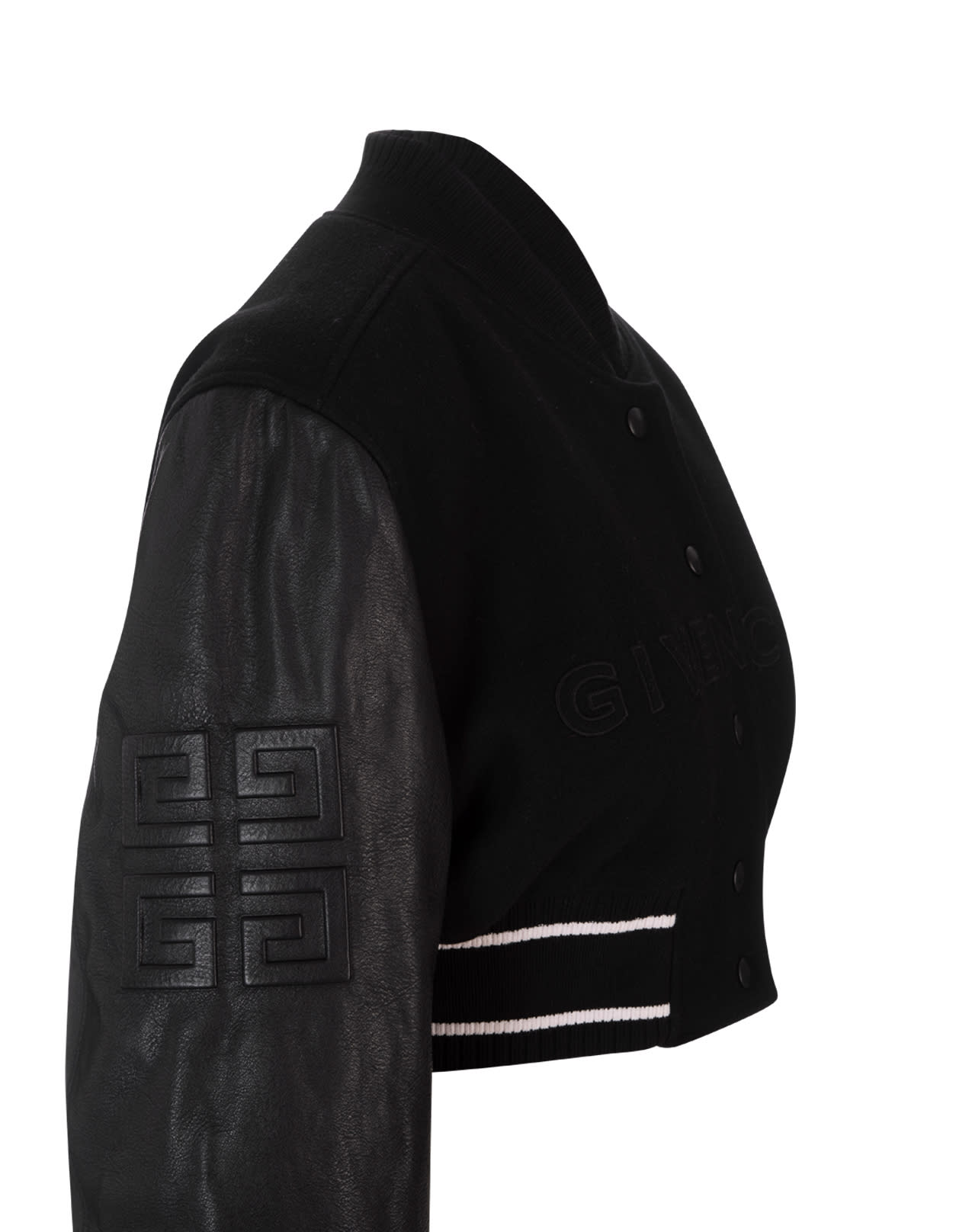 Shop Givenchy Black  4g Short Bomber In Wool And Leather