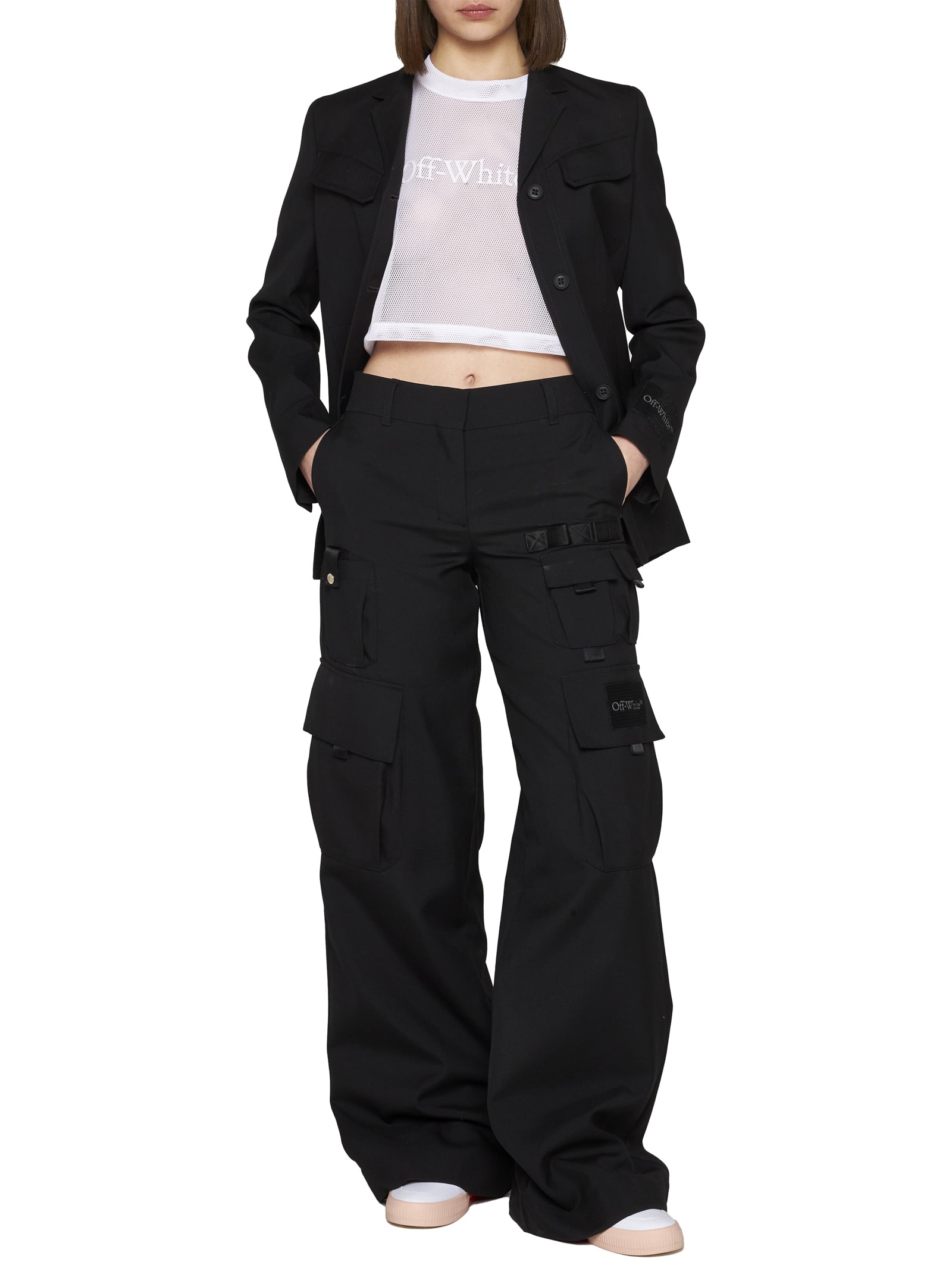 Off-white Wool Single-breasted Blazer In Black