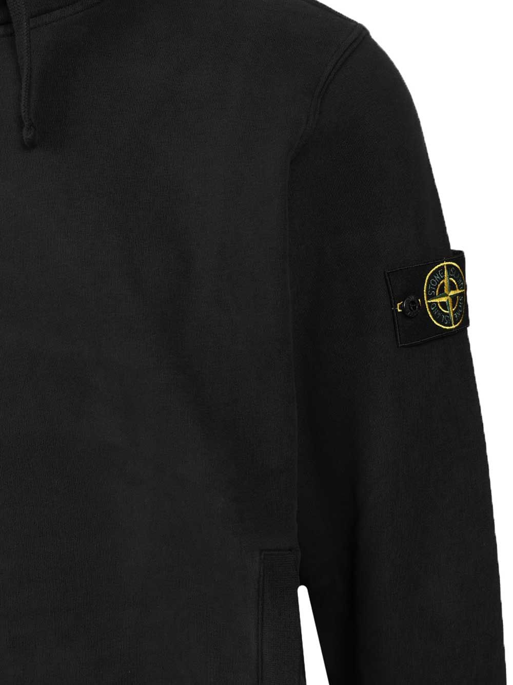 Stone Island Organic Cotton Hoodie With Hood In Black