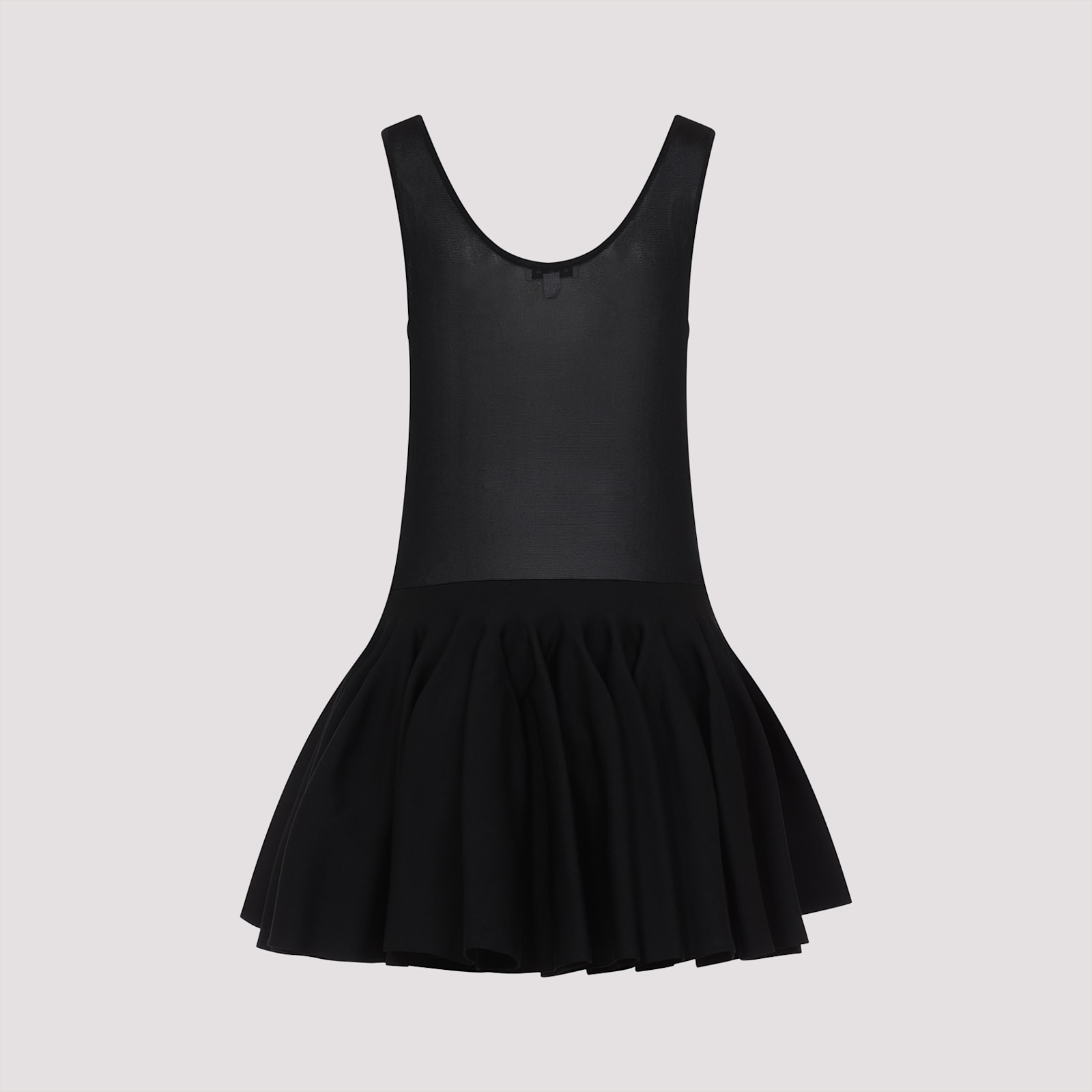 Shop Alaïa Godet Mini Dress In Noir Alaia