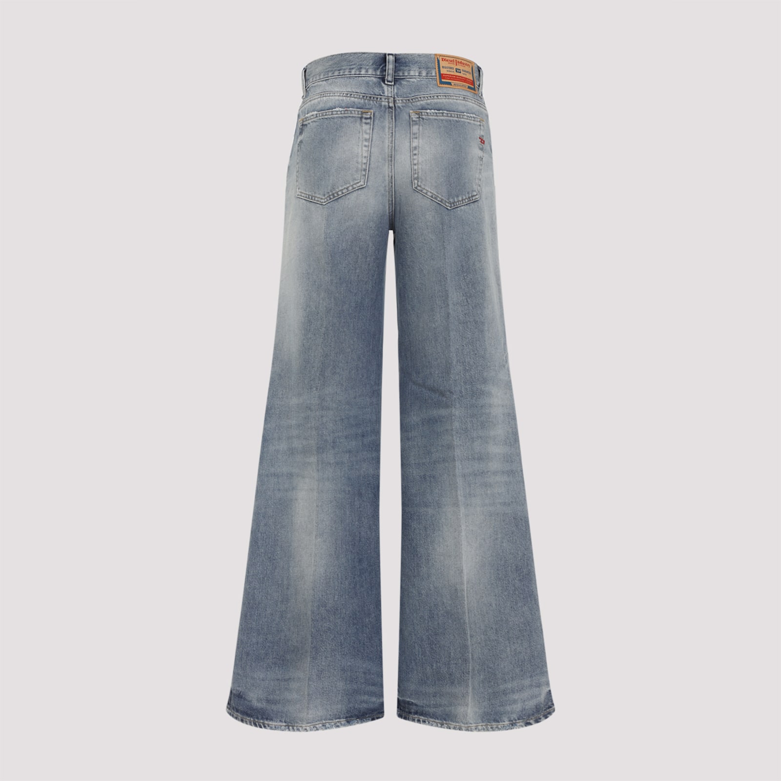 Diesel High-waisted Wide-leg Jeans With Vintage Wash In Blue