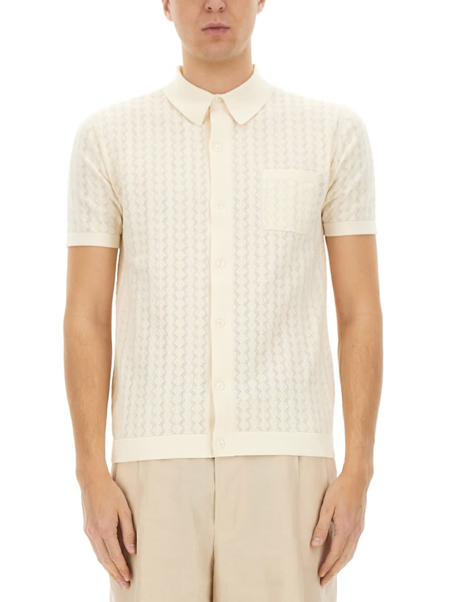 Perforated Cotton Knit Shirt