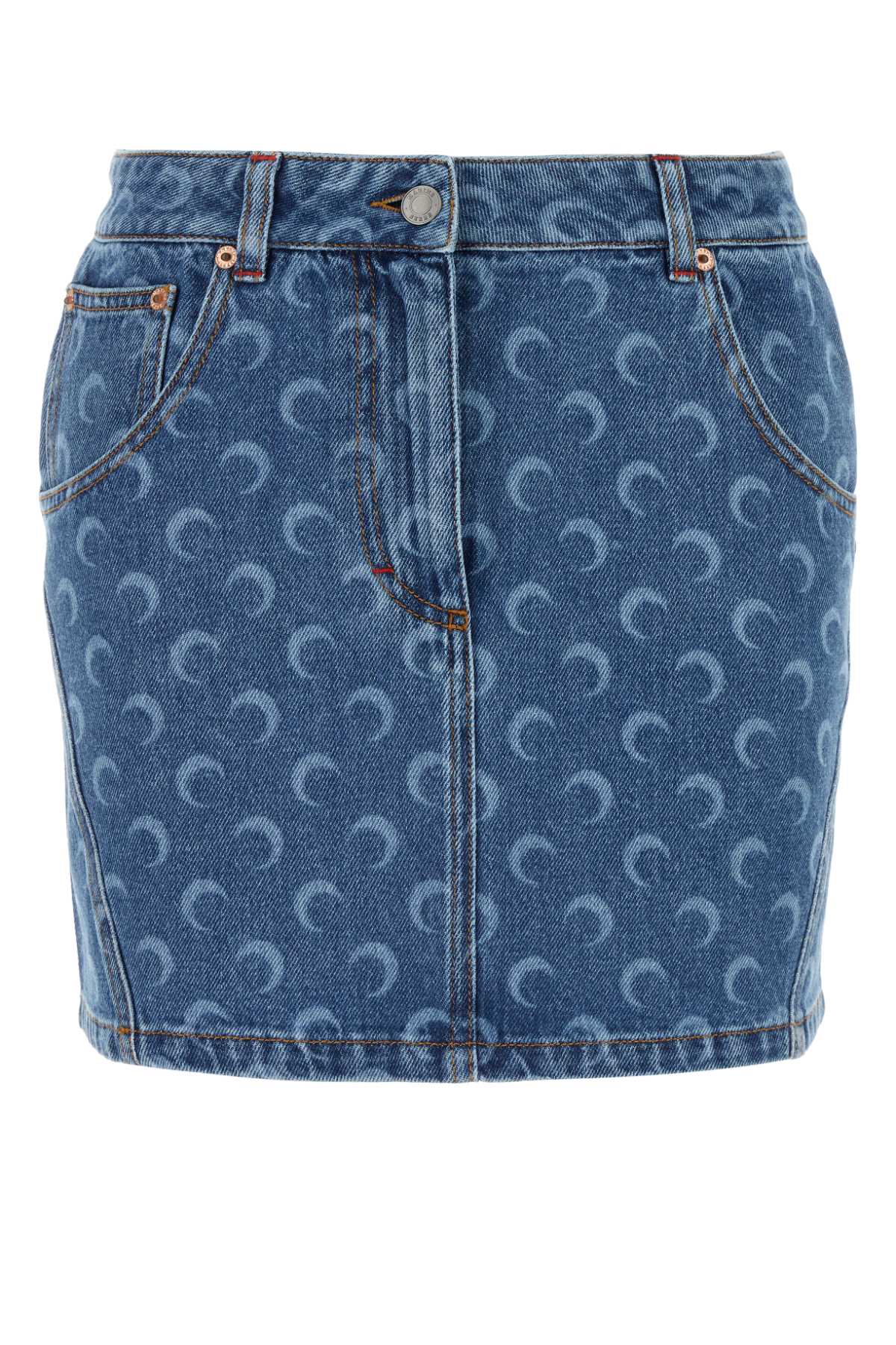 Printed Denim Mini Skirt