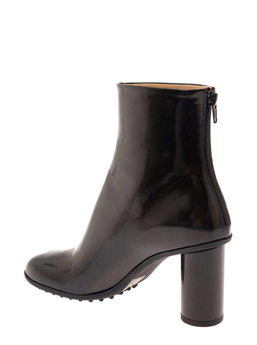 Shop Bottega Veneta Black Atomic Ankle Boots With Rubber Lugged Outsole In Leather Woman