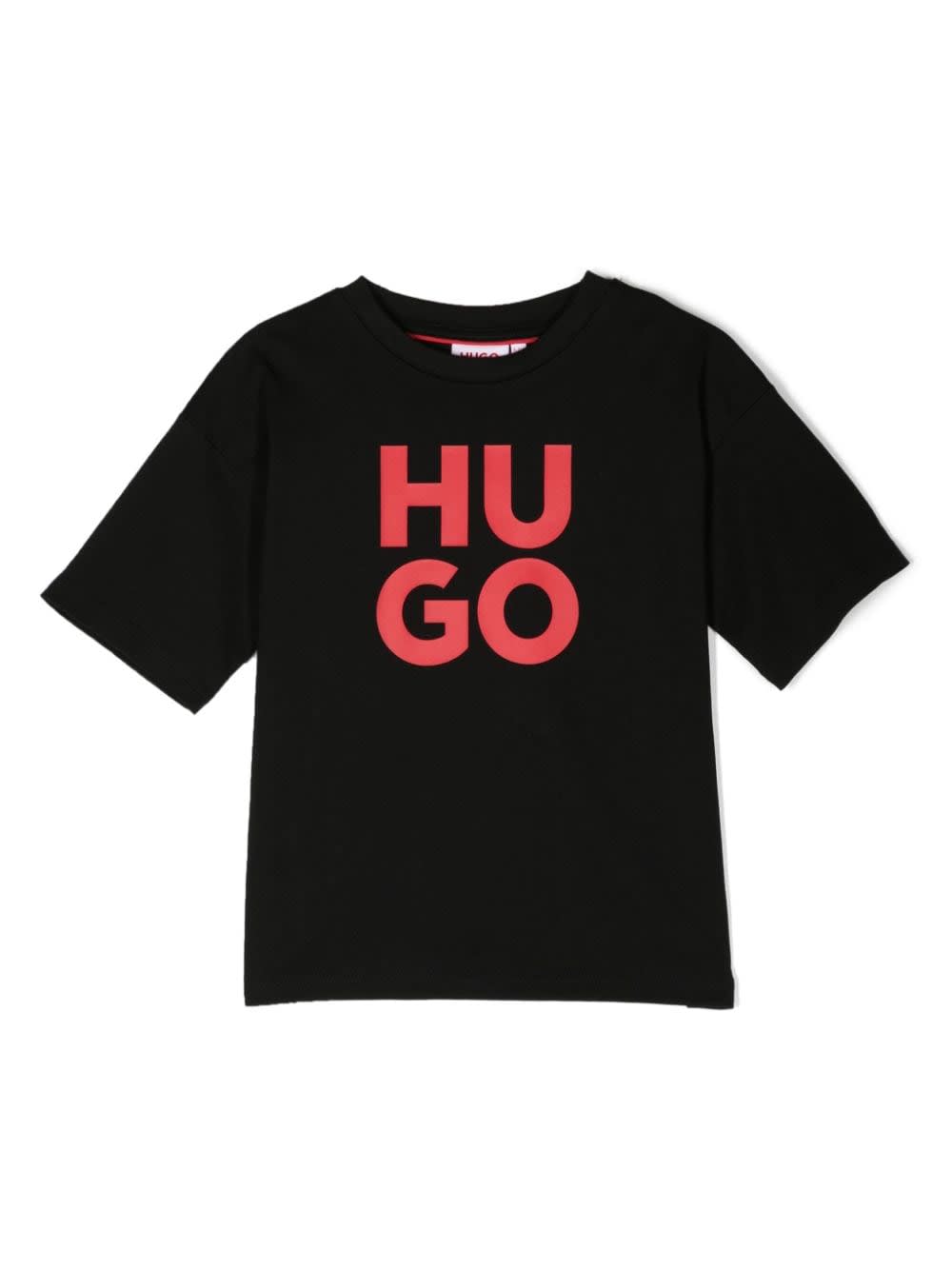 Hugo Boss Kids' T-shirt With Print In Black