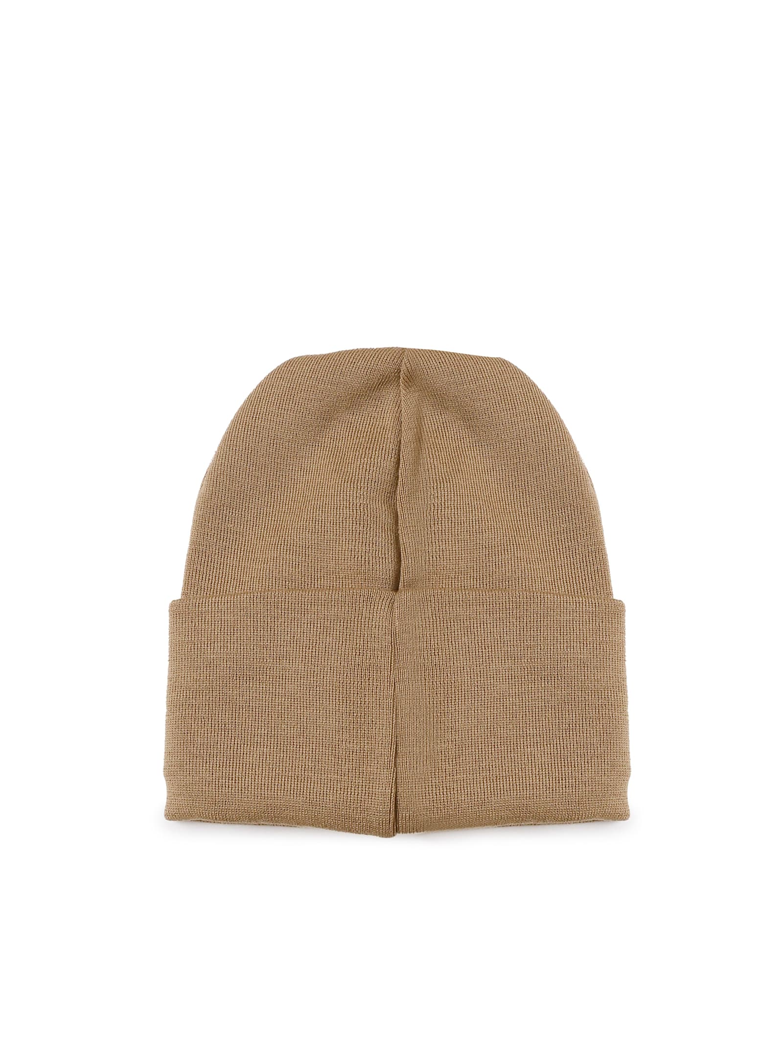 Dondup Beanie Logo In Blended Wool In Sabbia