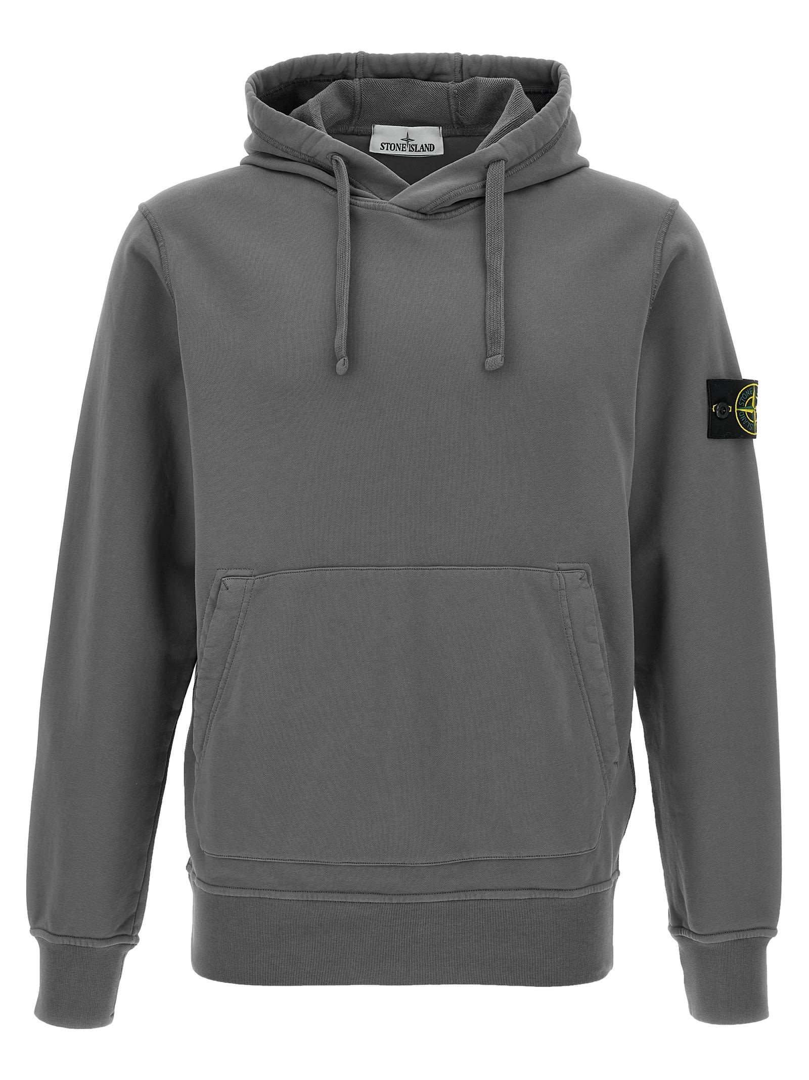 Stone Island Cotton Pullover With Hood And Pocket In Gray