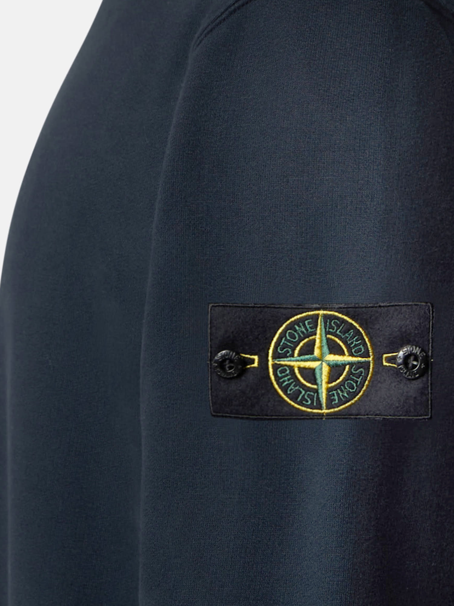 Stone Island Crew Neck Sweatshirt In Organic Brushed Cotton In Blue