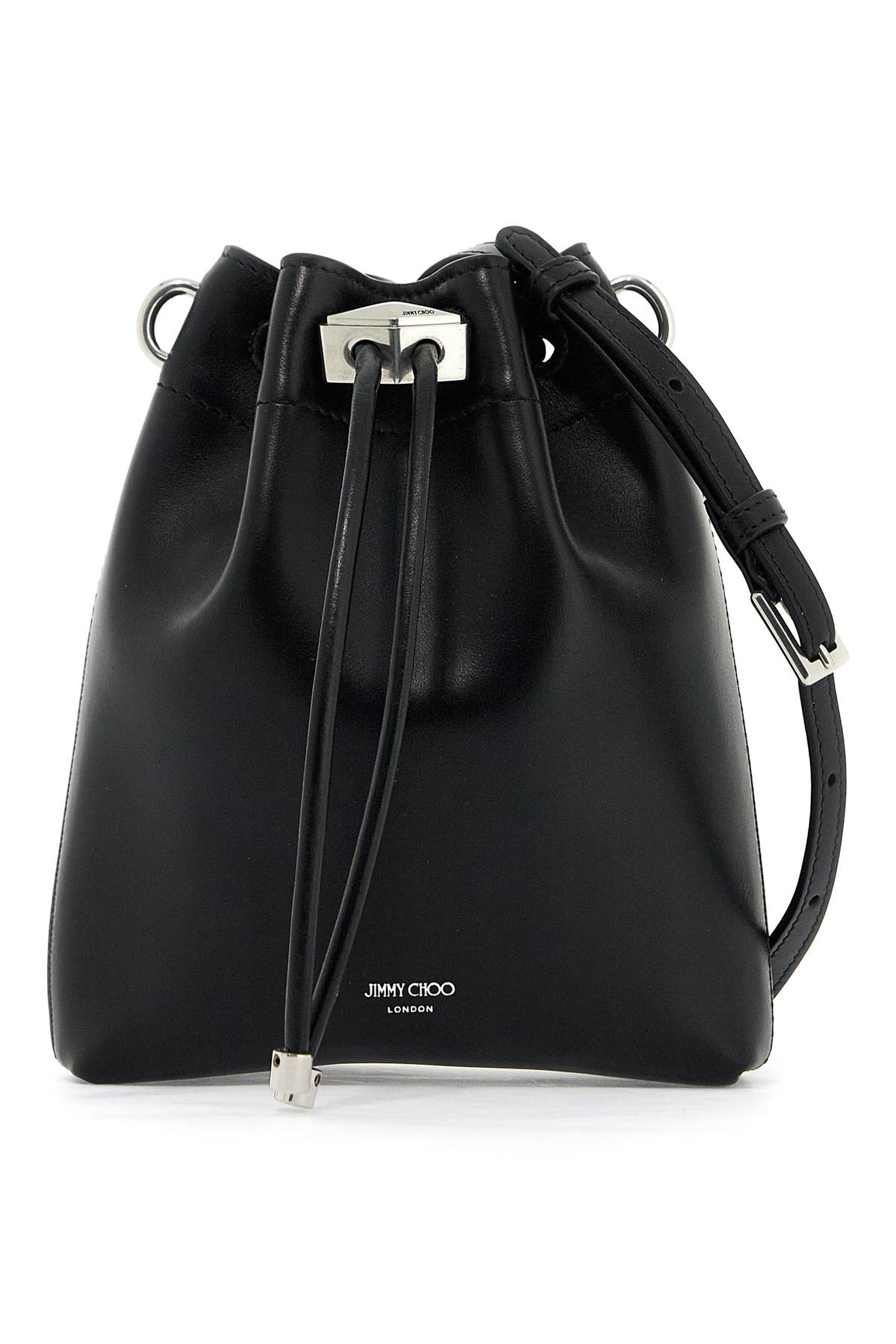 Shop Jimmy Choo Bon Bon Bucket N/s Shoulder Bag In Black Antique Silver (black)