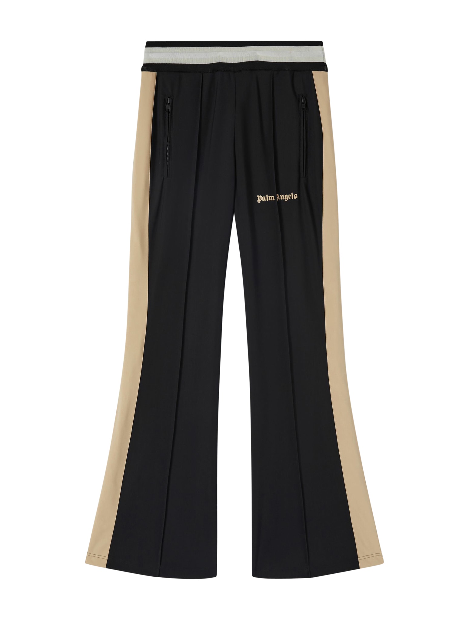 PALM ANGELS ULTRALIGHT FLARE TRACK PANTS BLACK NUDE