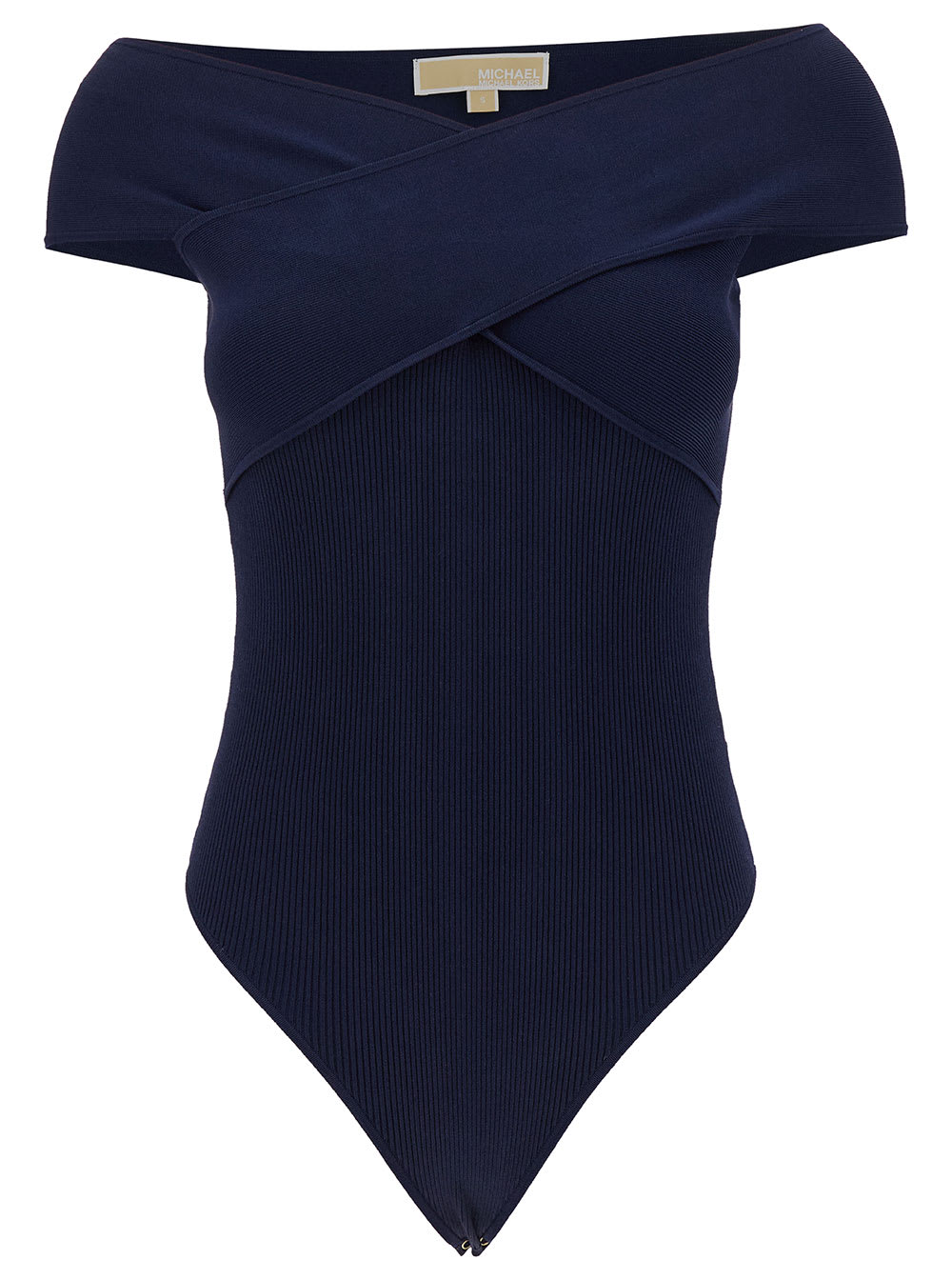 Shop Michael Michael Kors Blue Bodysuit With Criss-cross Bands In Recycled Viscose Woman