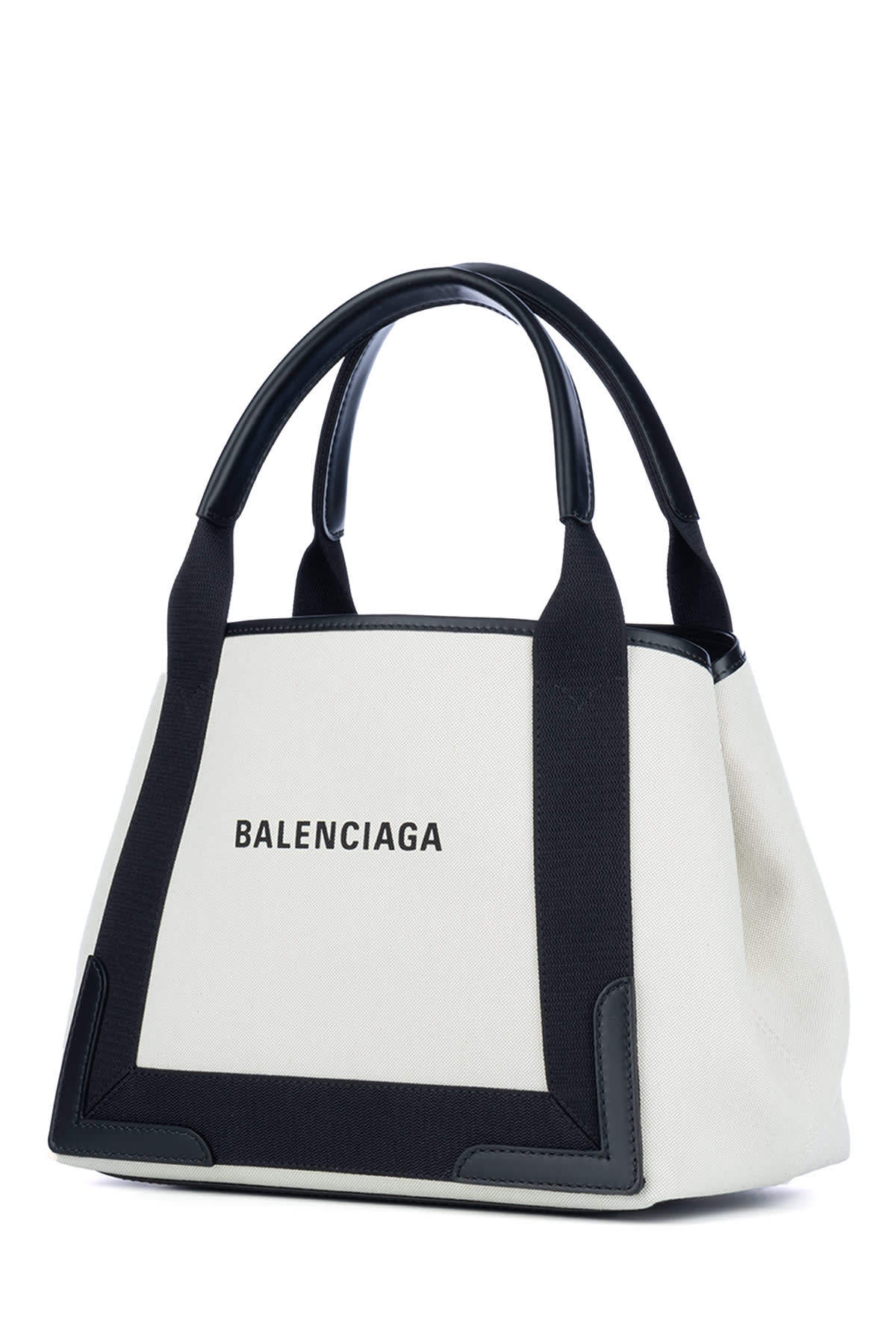 Shop Balenciaga Navy Cabas S In Natural/ Black