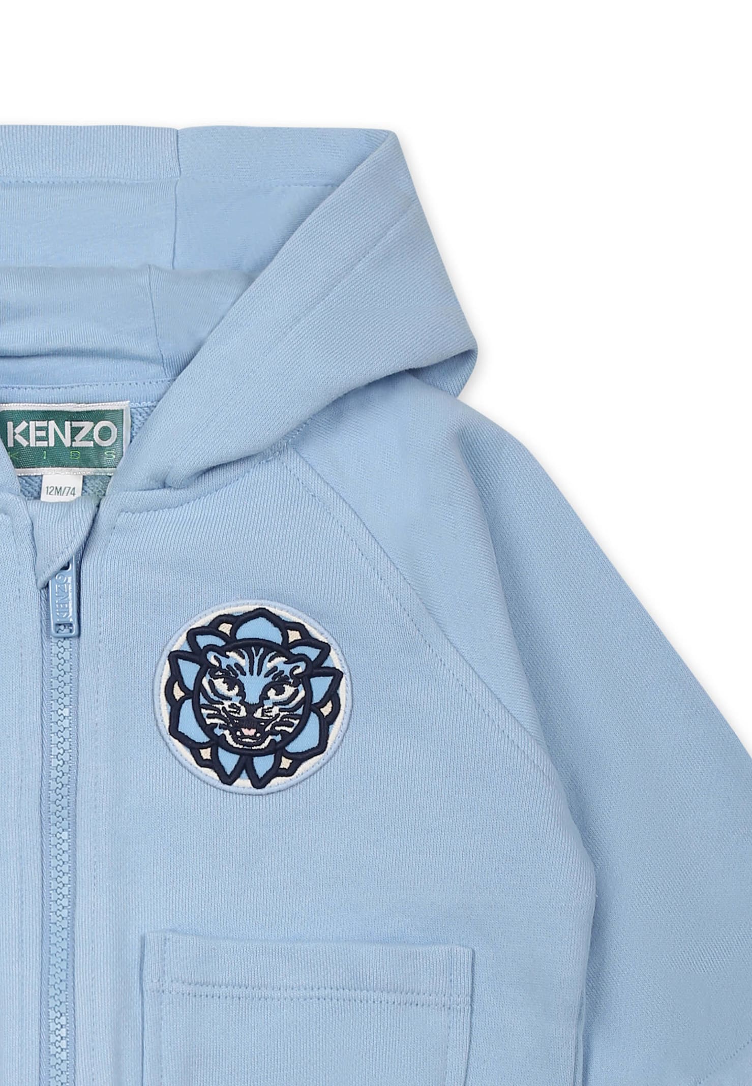 Kenzo Light Blue Sweatshirt For Baby Boy With Tiger In Light Blue