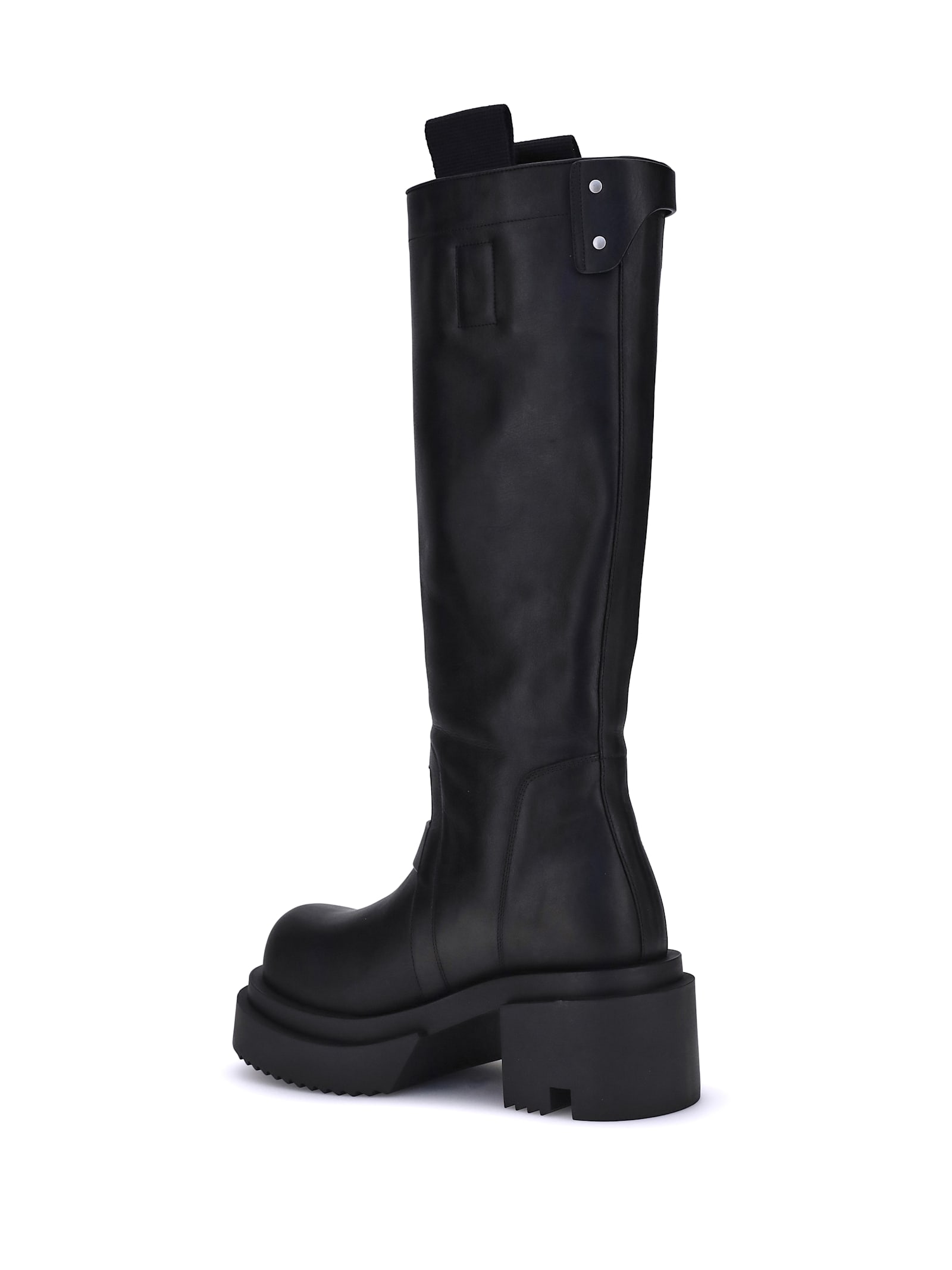 Rick Owens Black Porterville Knee Pull On Bogun Tall Boots In Black