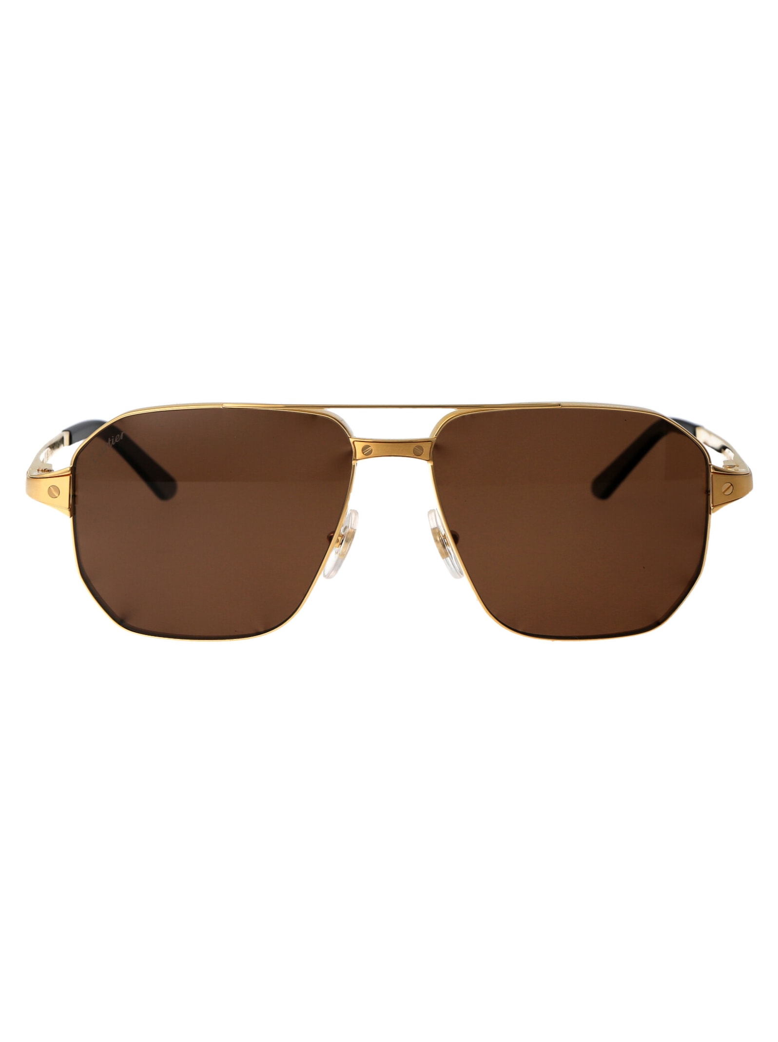Shop Cartier Ct0424s Sunglasses In 003 Gold Gold Brown