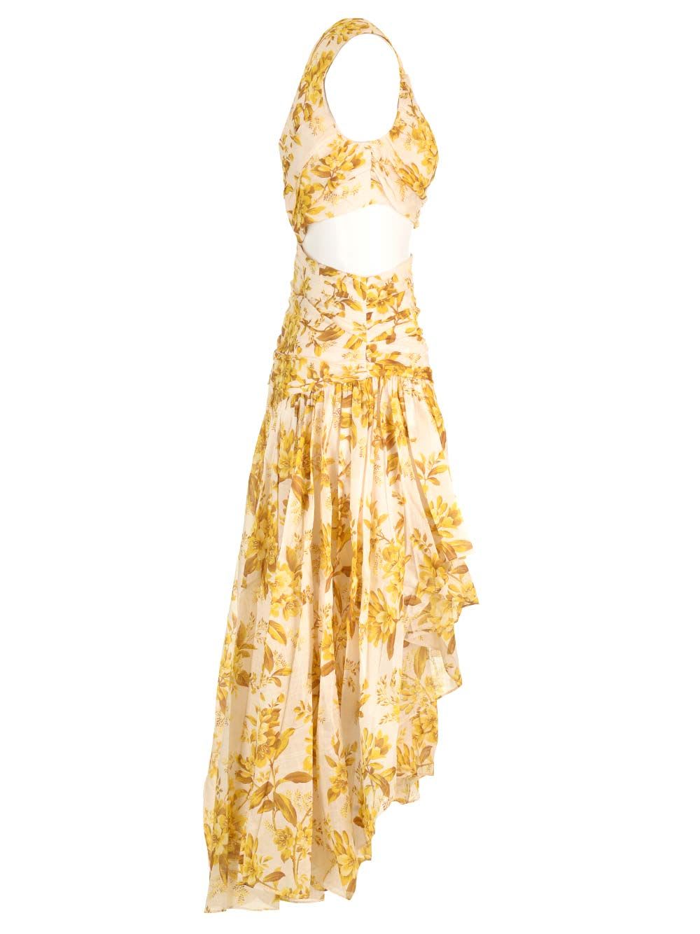 Shop Zimmermann Golden Asymmetric Dress In Yellow