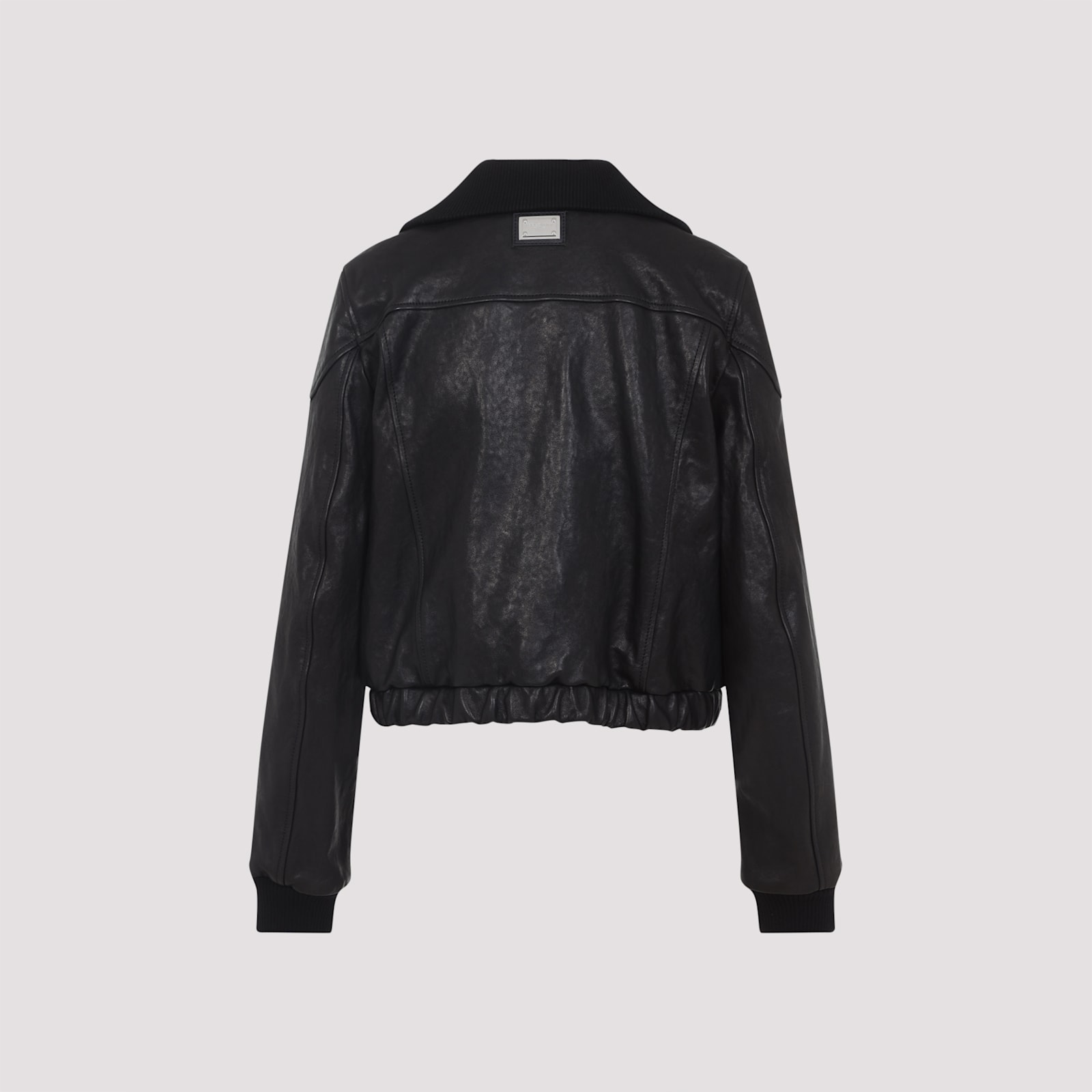 Dolce & Gabbana Bomber Jacket With Elasticated Hem And Wide Collar In Black