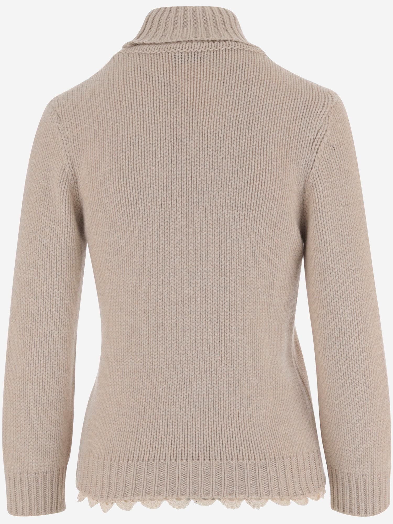 Magda Butrym Cashmere Sweater With High Neck And Wavy Hem In Neutral