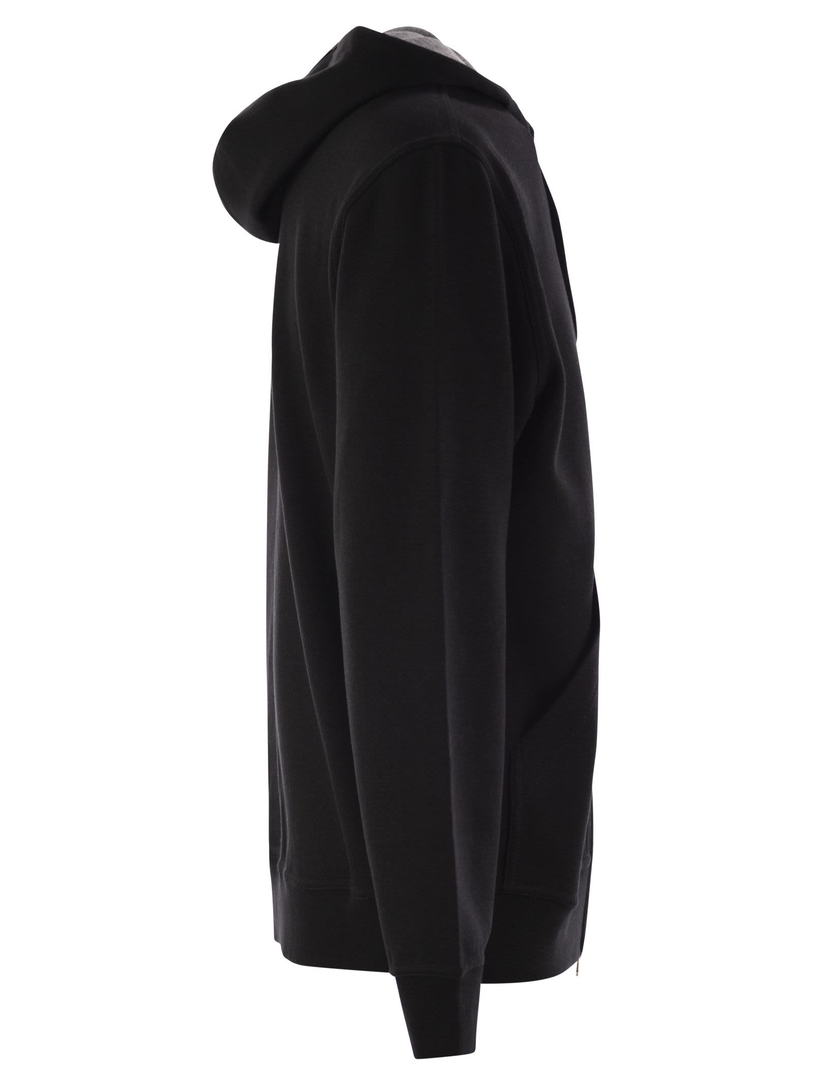 Shop Brunello Cucinelli Cotton, Cashmere And Silk Fleece Hooded Topwear In Black