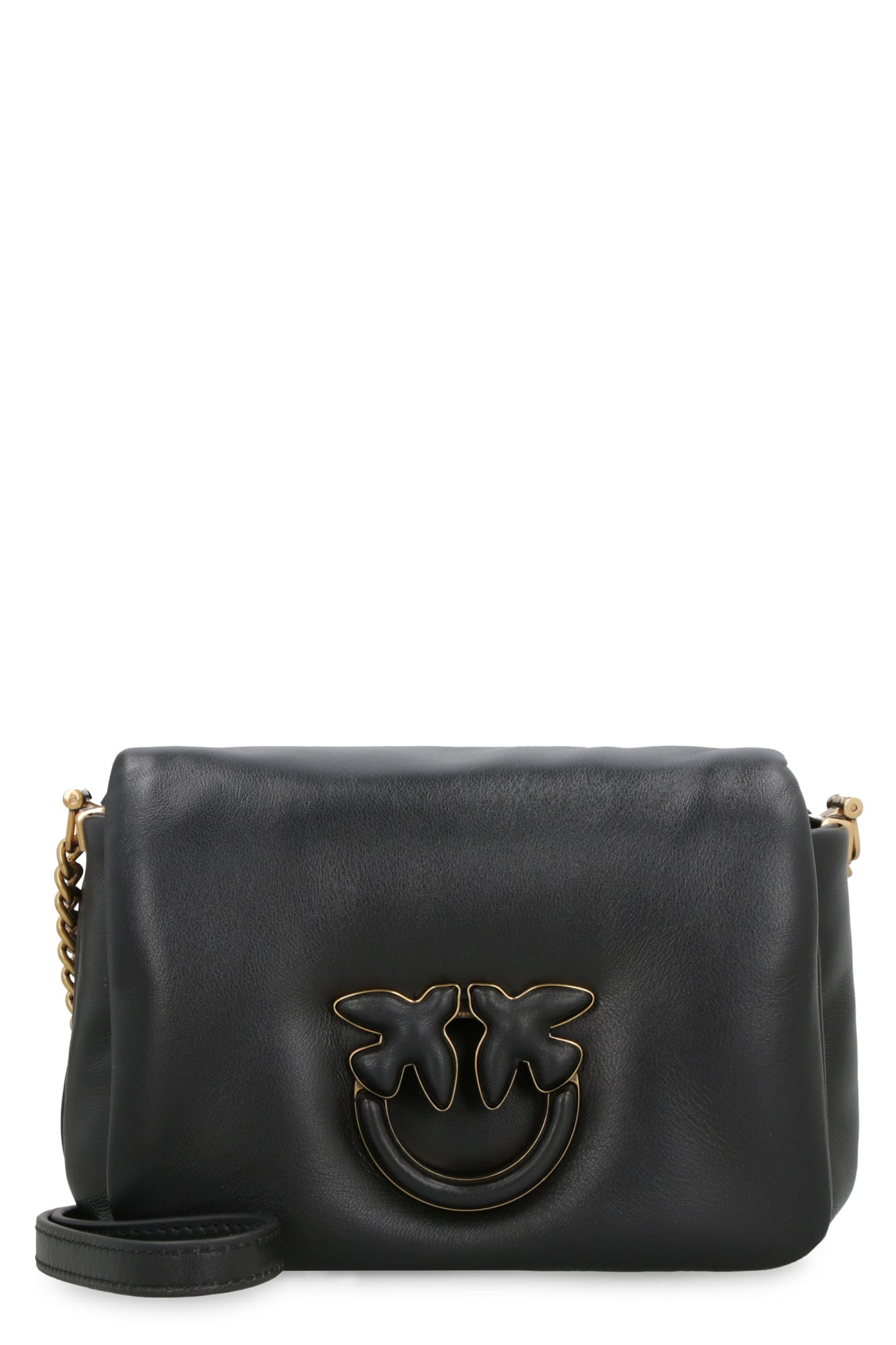 Shop Pinko Love Click Baby Puff Leather Bag In Nero