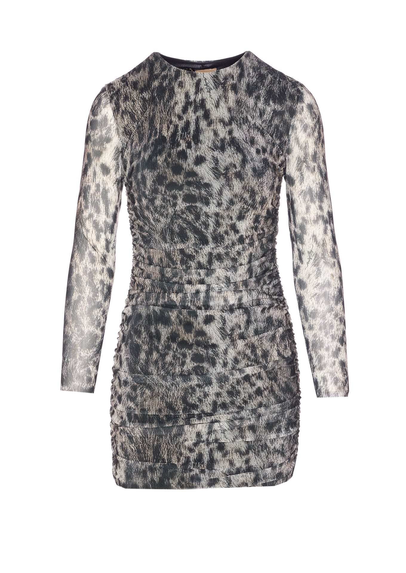 Aniye By Leopard-print Ruched Dress In Gray