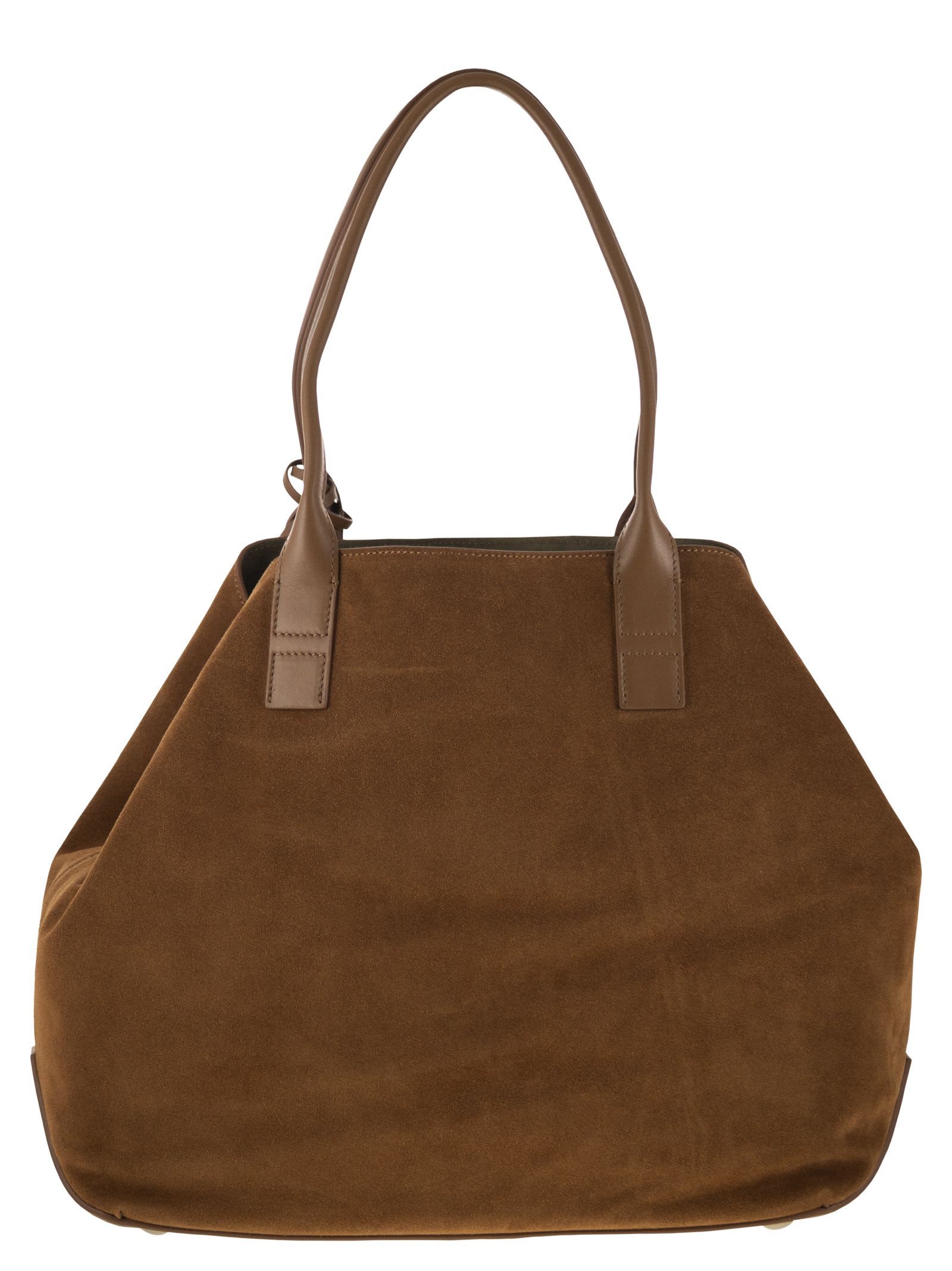 Hogan Medium Script Shopping Bag In Suede In Brown