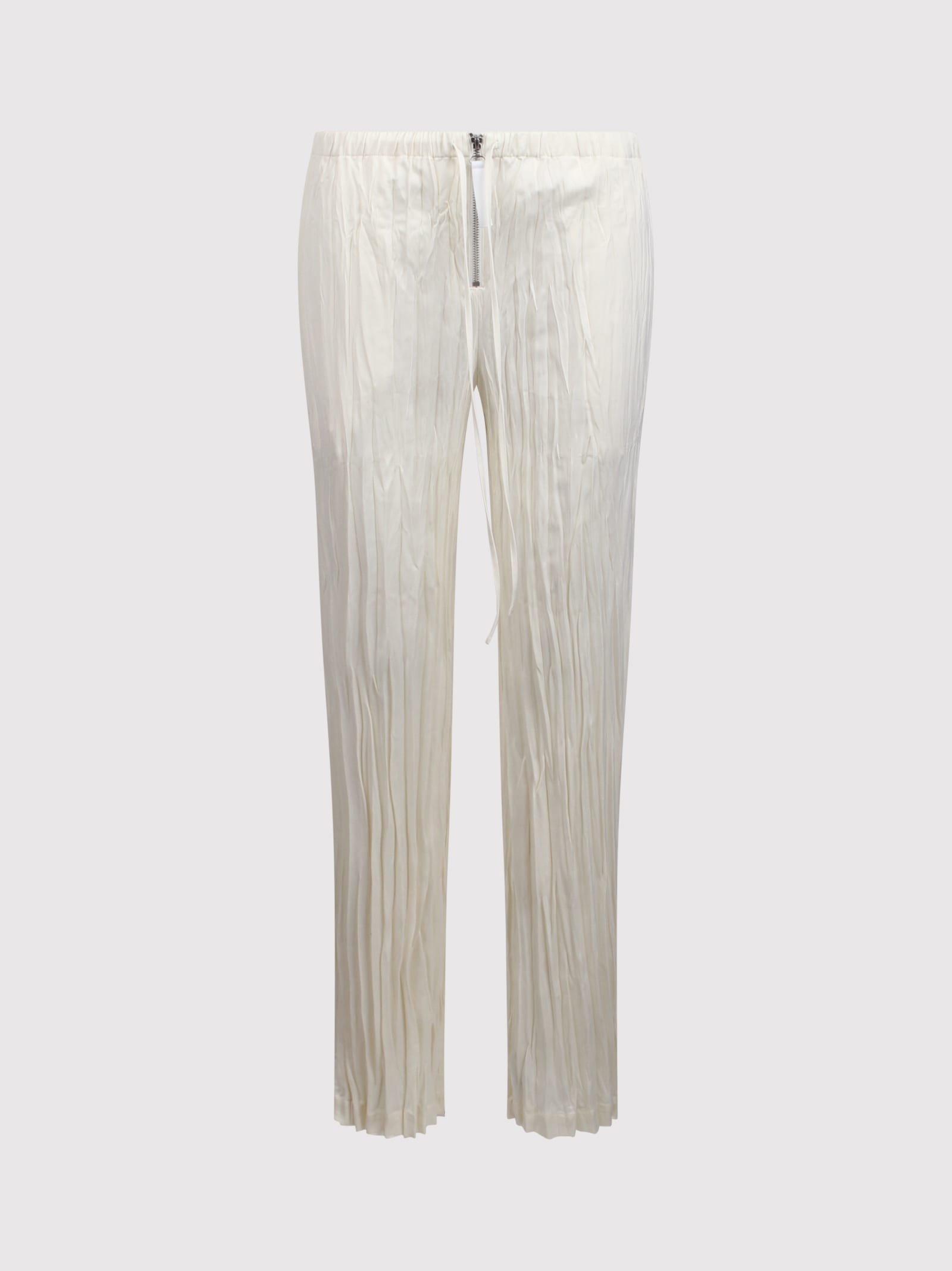Helmut Lang Trousers With Wrinkled Effect In White