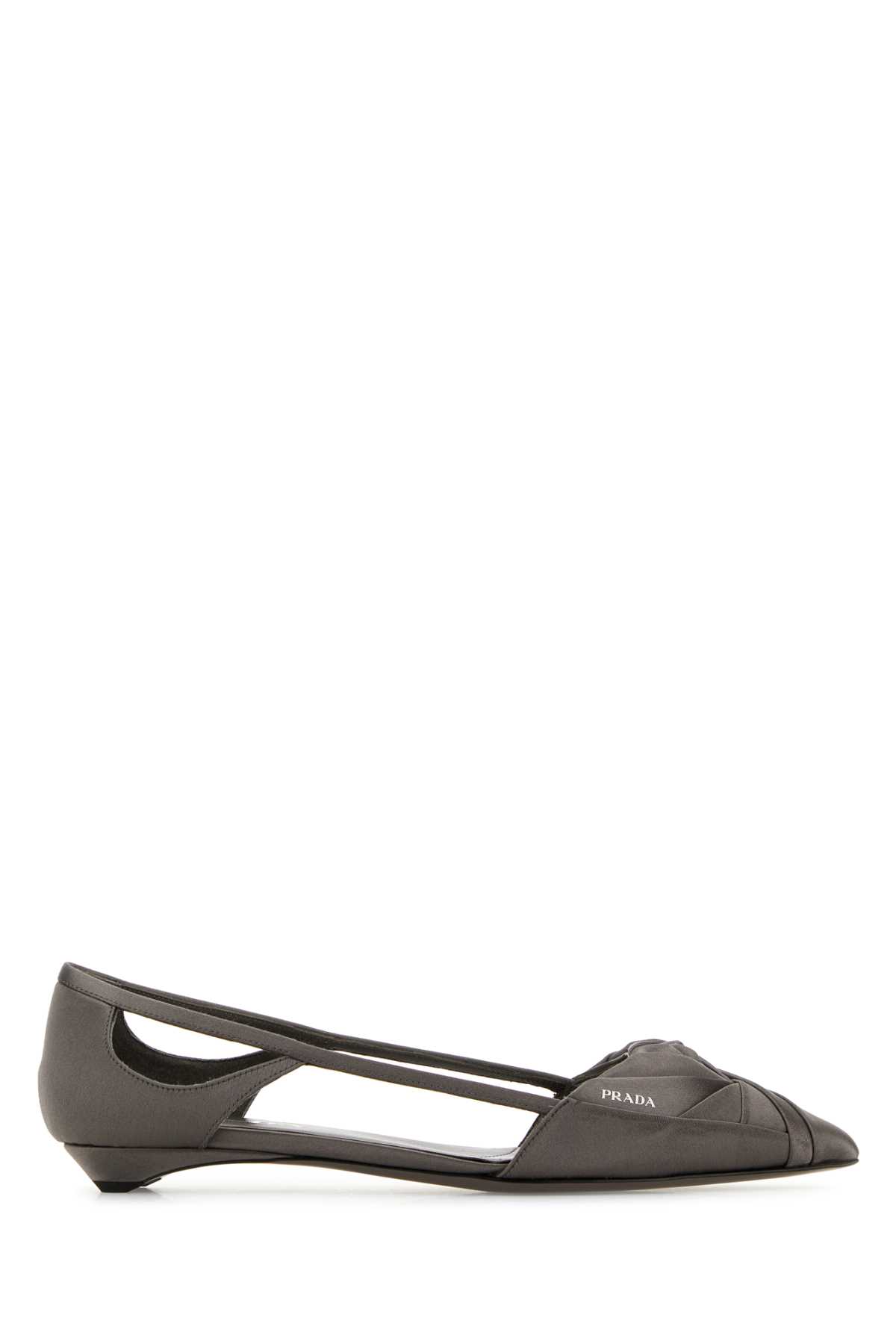 Shop Prada Dark Grey Satin Ballerinas In Ardesia