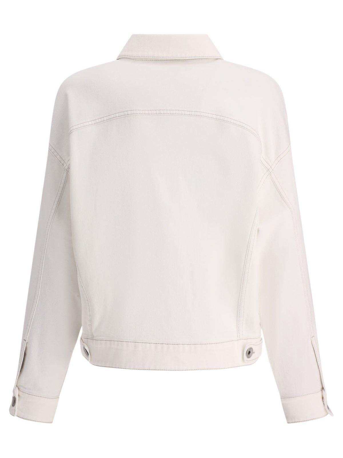Shop Brunello Cucinelli Buttoned Denim Jacket In White