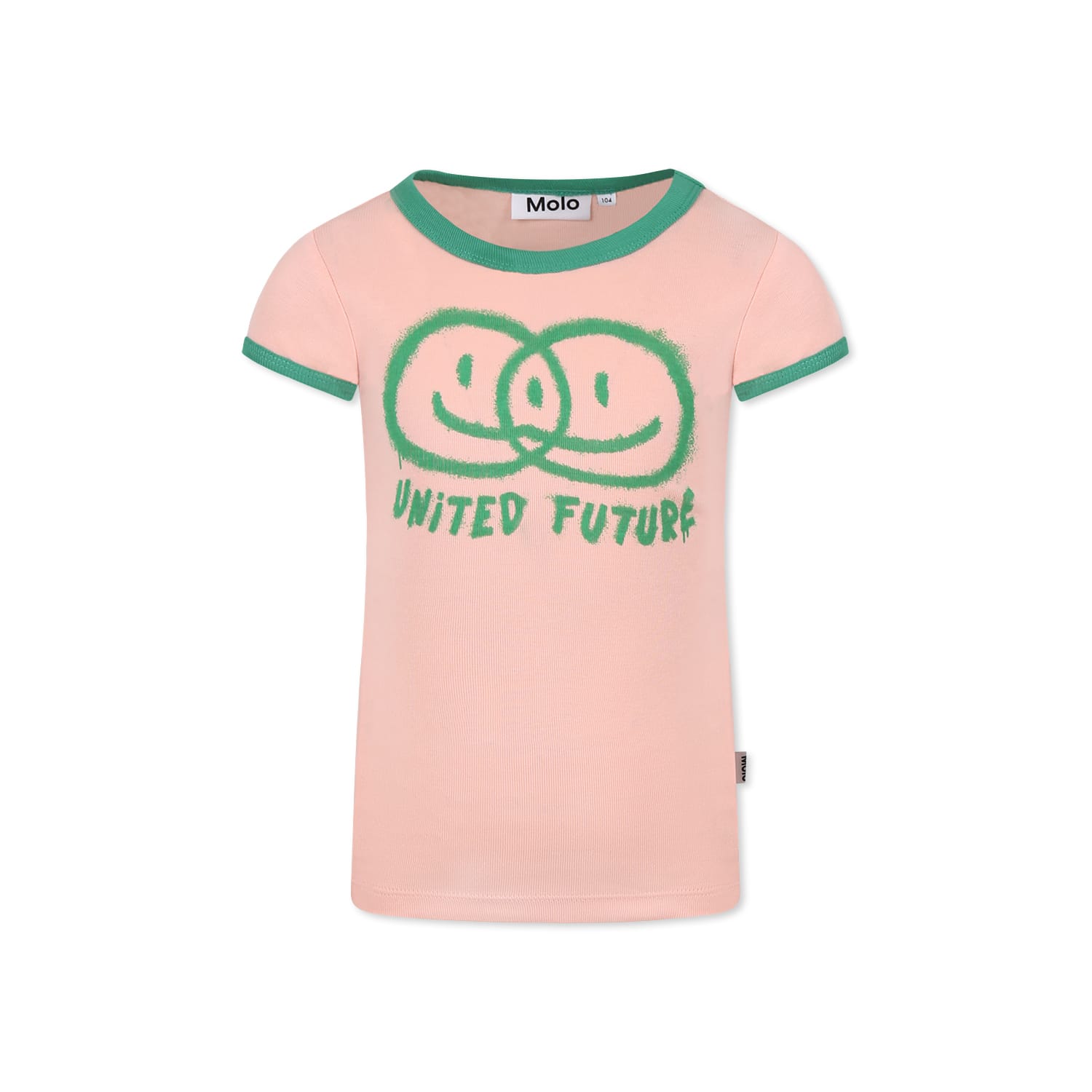 Molo Pink T-shirt For Irl With Smileys In Pink