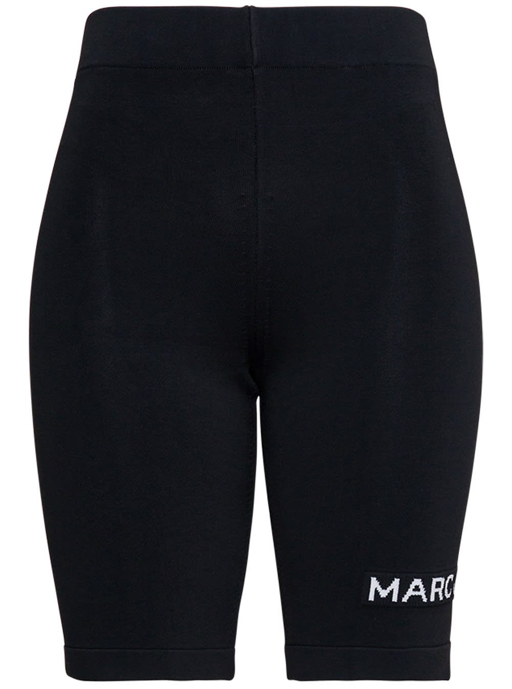 Marc Jacobs Black Stretch Fabric Cyclist Shorts With Logo Print