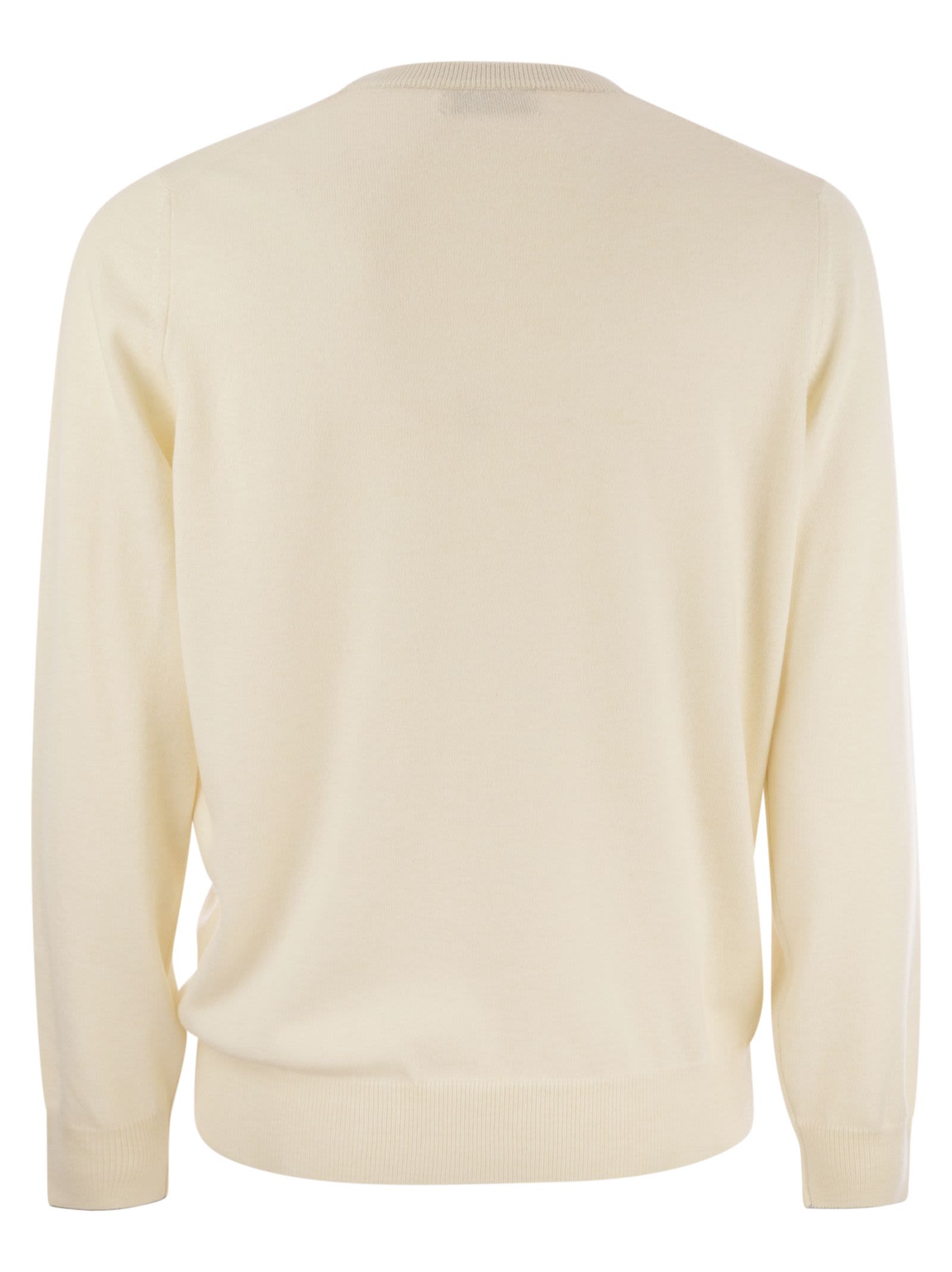 Shop Brunello Cucinelli Pure Cashmere Crew-neck Sweater In Ivory