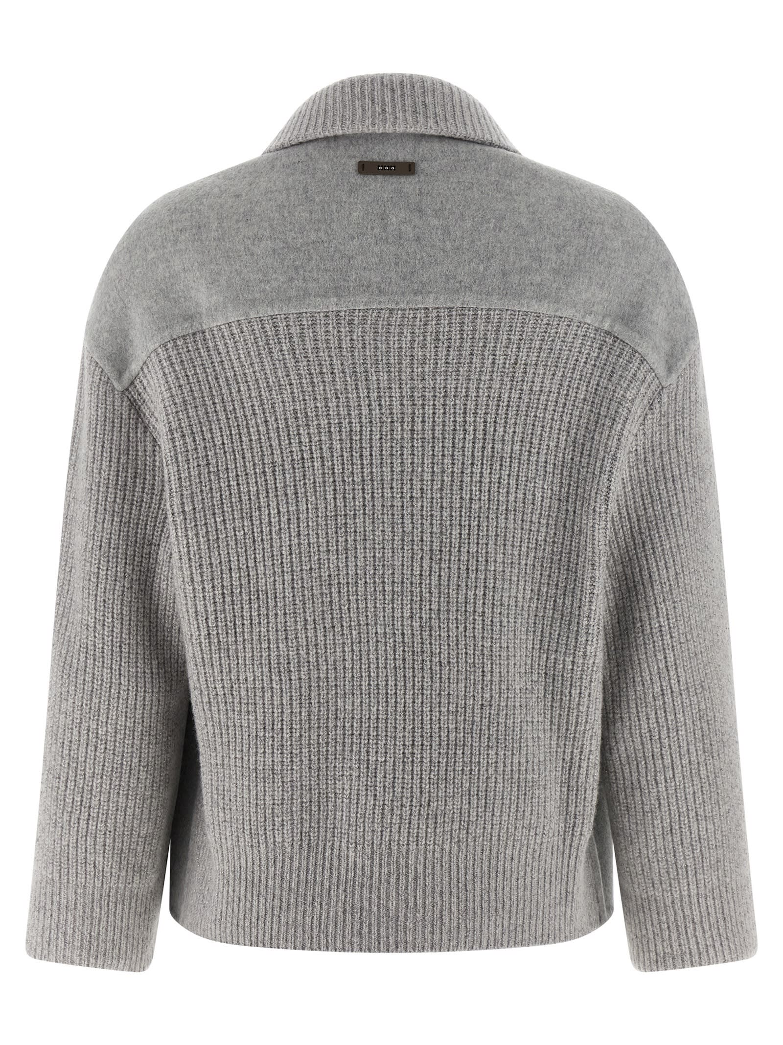 Peserico Double Cloth Jacket Puffer Jackets Gray In Gray