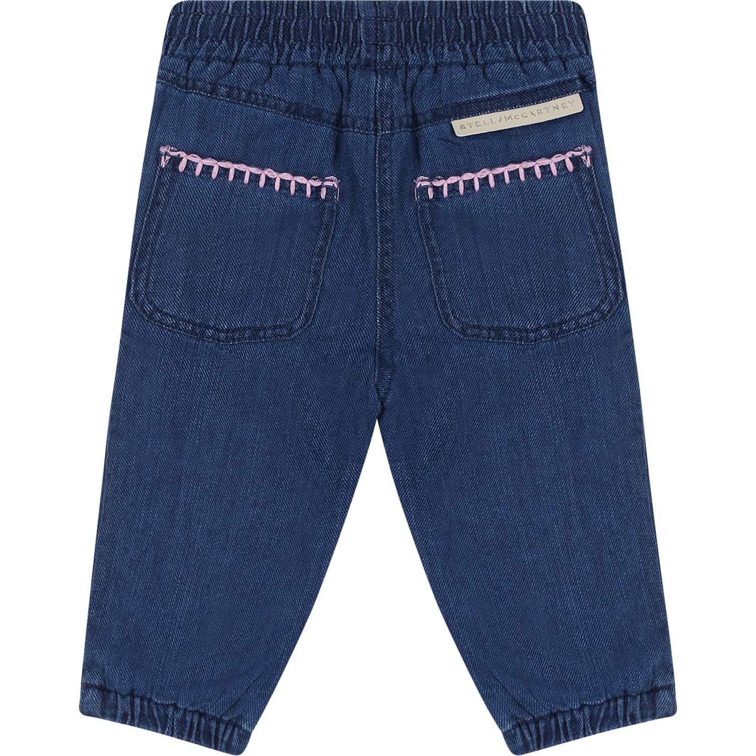 Shop Stella Mccartney Blue Jeans For Baby Girl With Flowers In Denim