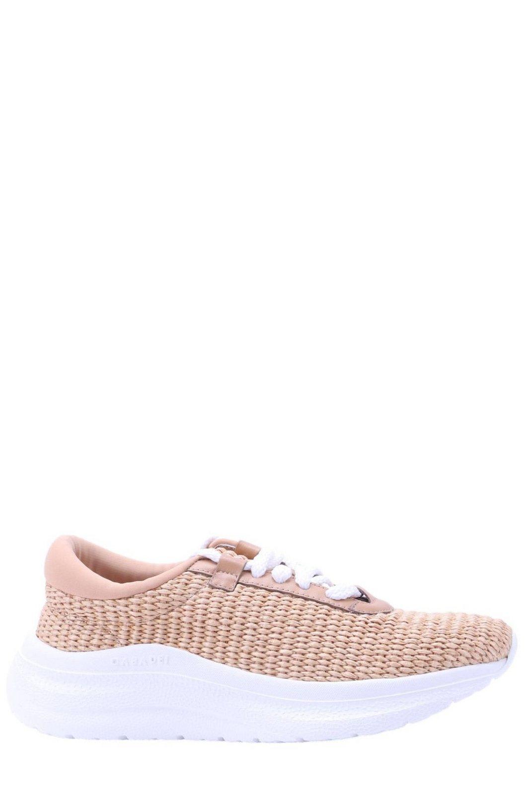 Shop Casadei Round-toe Lace-up Sneakers In Toffe