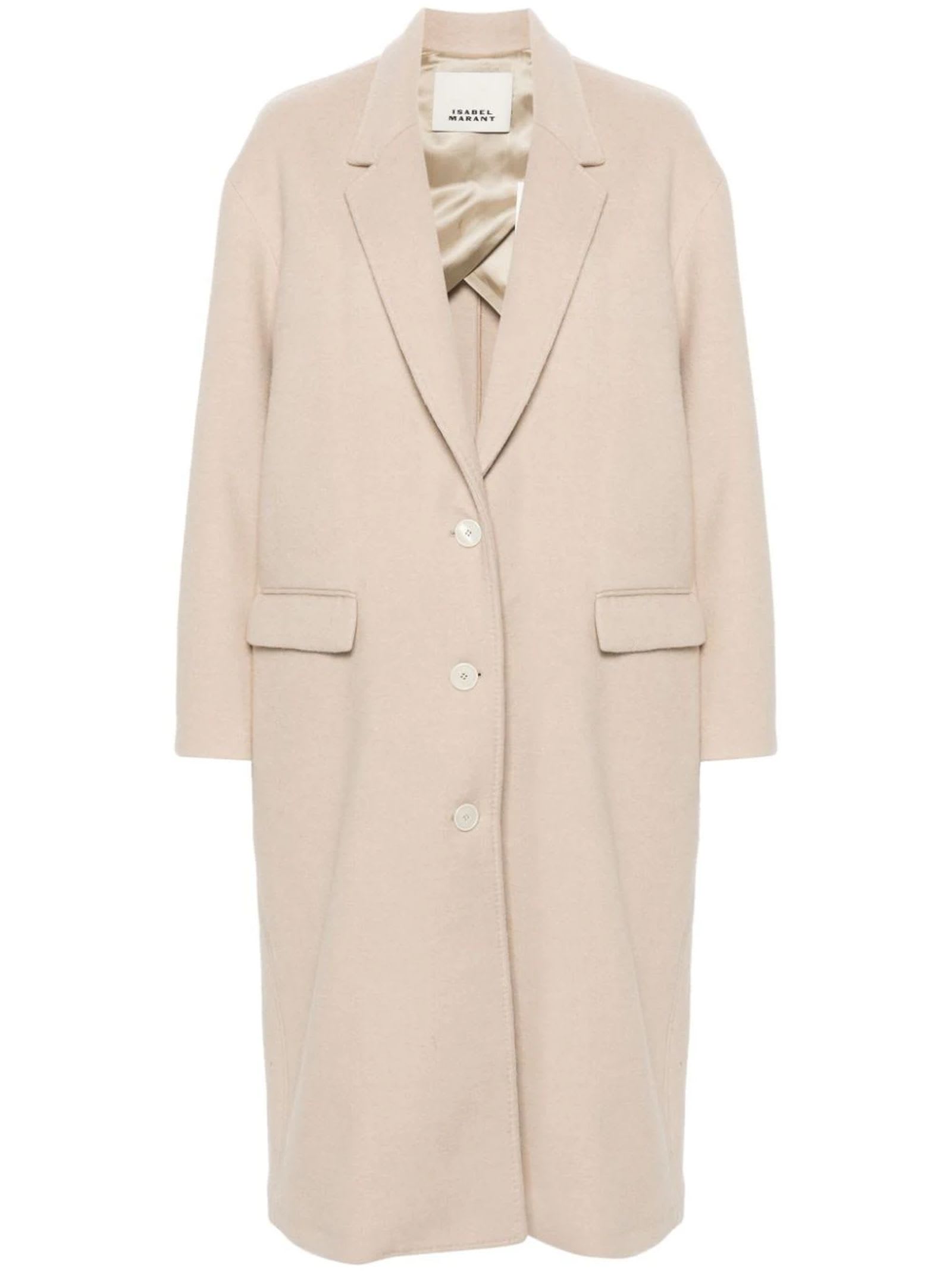 Shop Isabel Marant Efezia Single-breasted Coat In Beige