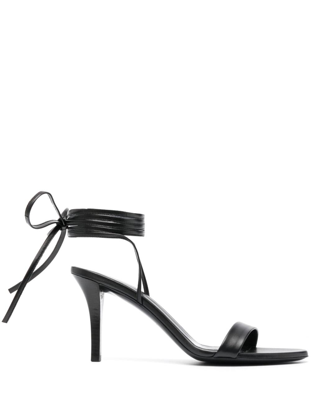 Shop The Row Maud Black Sandals With Self-tie Laces In Leather Woman