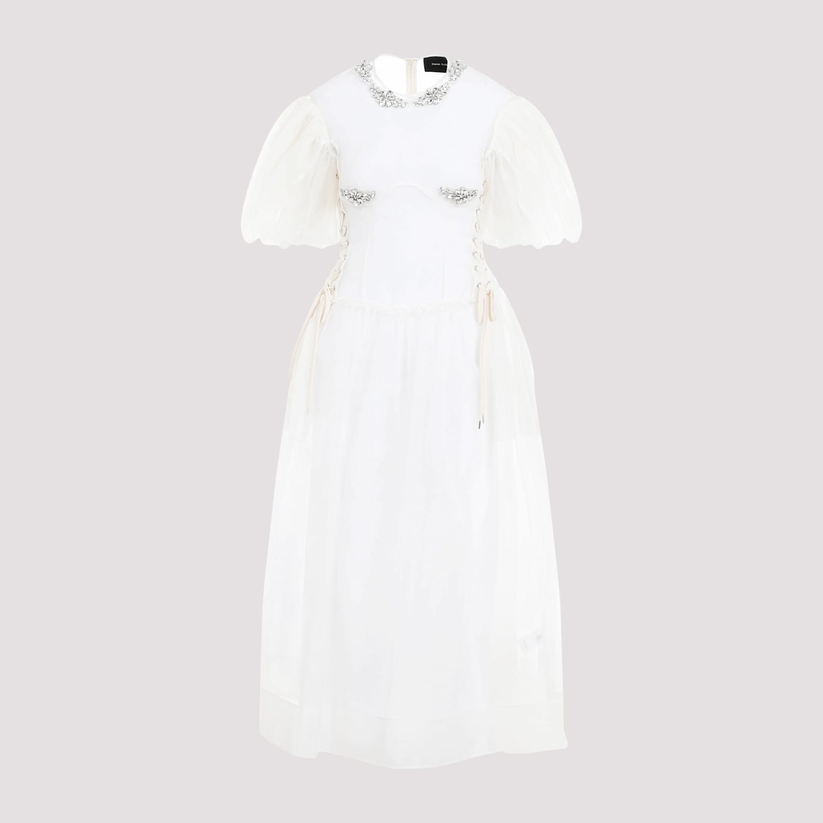 Shop Simone Rocha Petal Sleeved Midi Dress In Ivory Clear