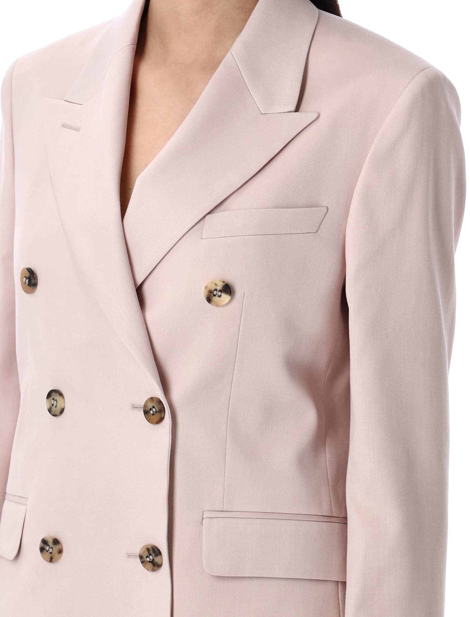 Shop Golden Goose Double Breasted Blazer In Shadow Pink