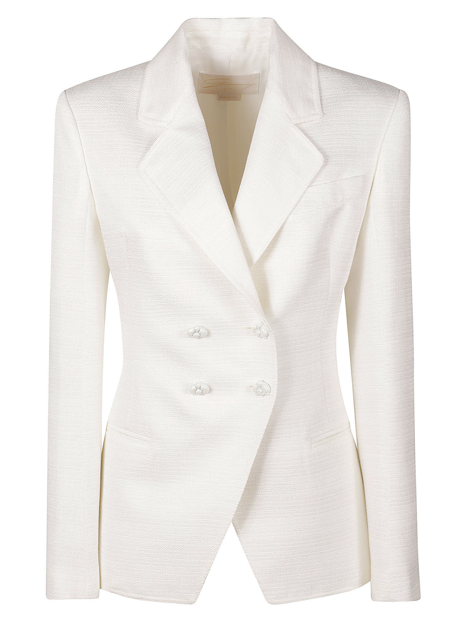 Shop Genny Double-breasted Plain Dinner Jacket In White